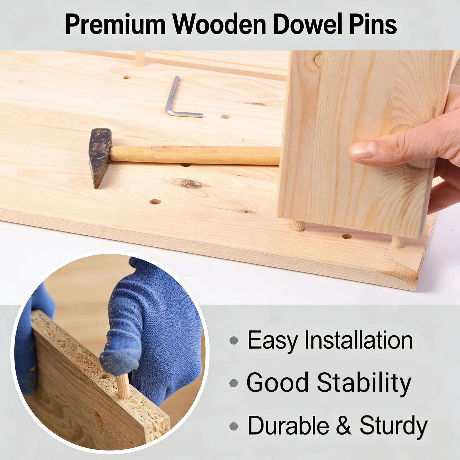 Tasselli in Legno 200 Pezzi 4mm x 30mm Faggio per Falegnameria Bricolage