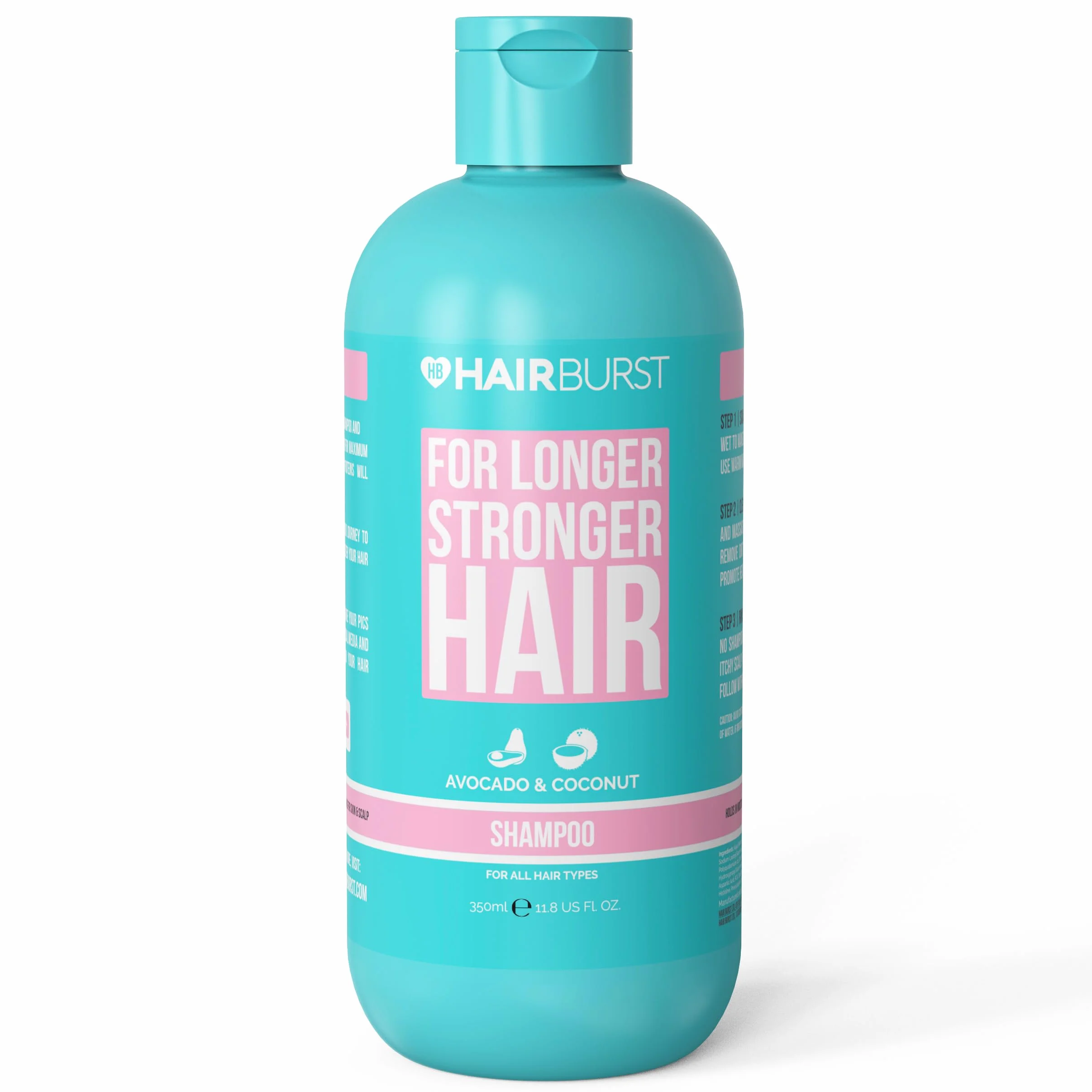HAIR BURST Shampoo per la crescita dei capelli per donna — Riduce la perdita, rafforza la crescita esistente, senza SLS e parabeni - Aroma di cocco e avocado