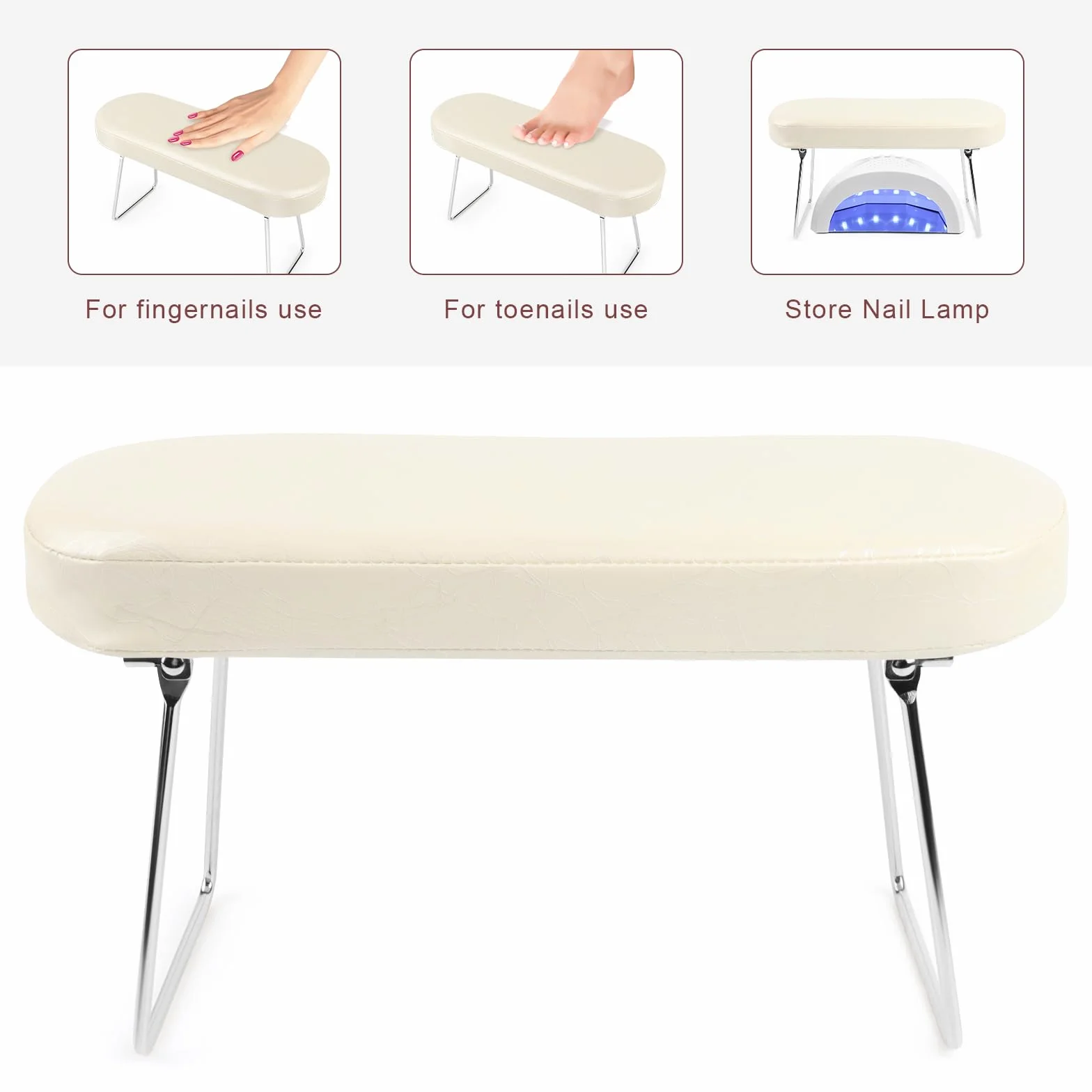 Poggiamano Per Unghie, RISVOWO Pads Unghie In Pelle Pu, Poggia Mani Per Unghie Antiscivolo, Supporto Pieghevole, Spugna Morbida, Cuscino Per Mani Impermeabile Per Studio Di Unghie,Poggia Mani (Bianca)