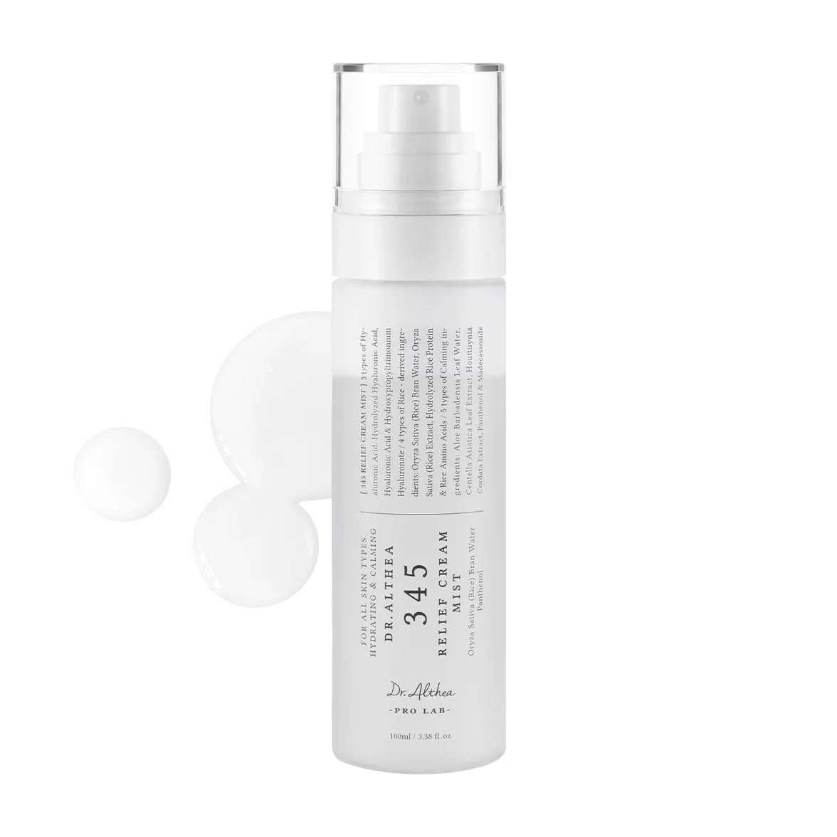 Dr.Althea 345 Relief Cream Mist | Nebulizzatore viso idratante con estratto di riso | Trattamento lenitivo per pelli sensibili | Prodotto coreano vegano per la cura della pelle (100ml (Pack of 1))