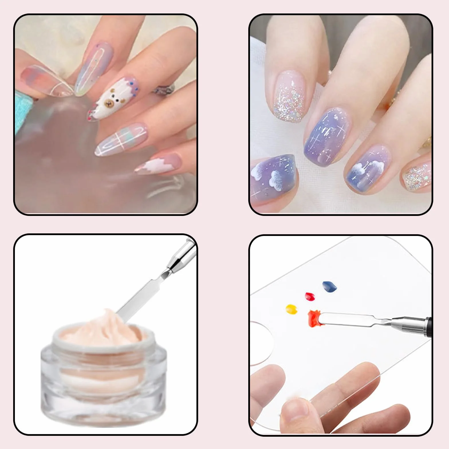 Dual-ended Nail Art Penna,Spazzola per Unghie UV,2 in 1 Nail Art Brush Dual Ended Polygel Spazzola,Accessori Unghie,Strumenti Gel UV Acrilico Unghie Extension Nail