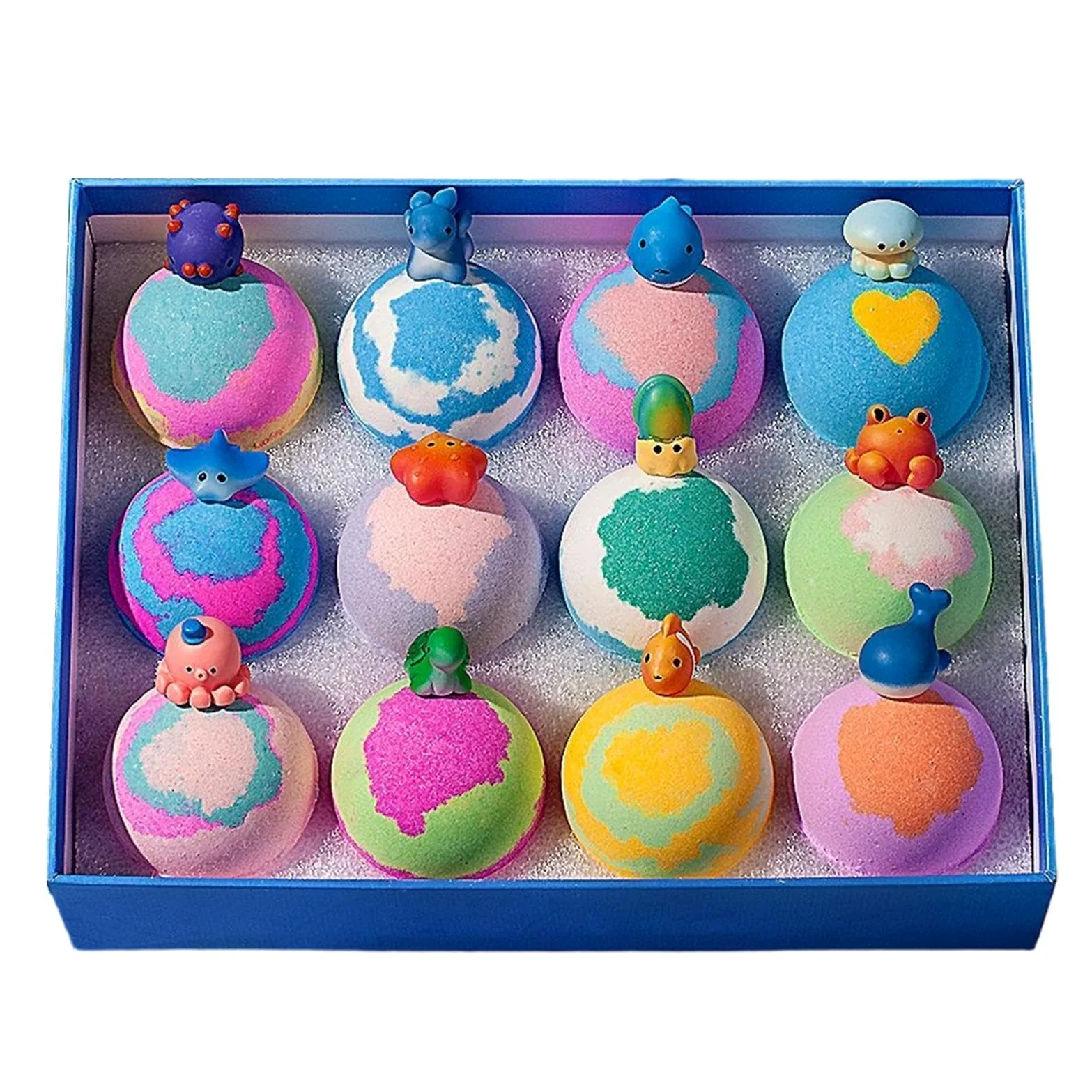 Bombe da Bagno Effervescenti 12 Pezzi Colorate Effervescenti | Giocattoli All'interno per il Bagnetto per Amiche Ragazzi Ragazze Figli Figlie