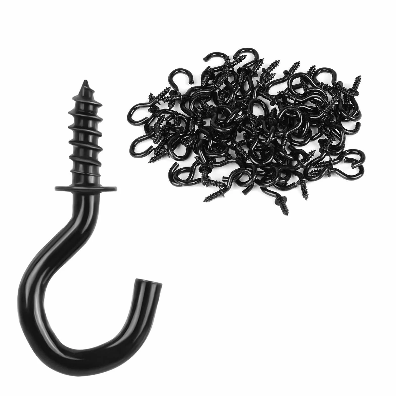 Ganci a Vite 70 Pezzi, Ganci da Soffitto in Metallo, Occhio Bulloni con Filettatura 1/2 Inch, Nero per Casa Ufficio Esterni