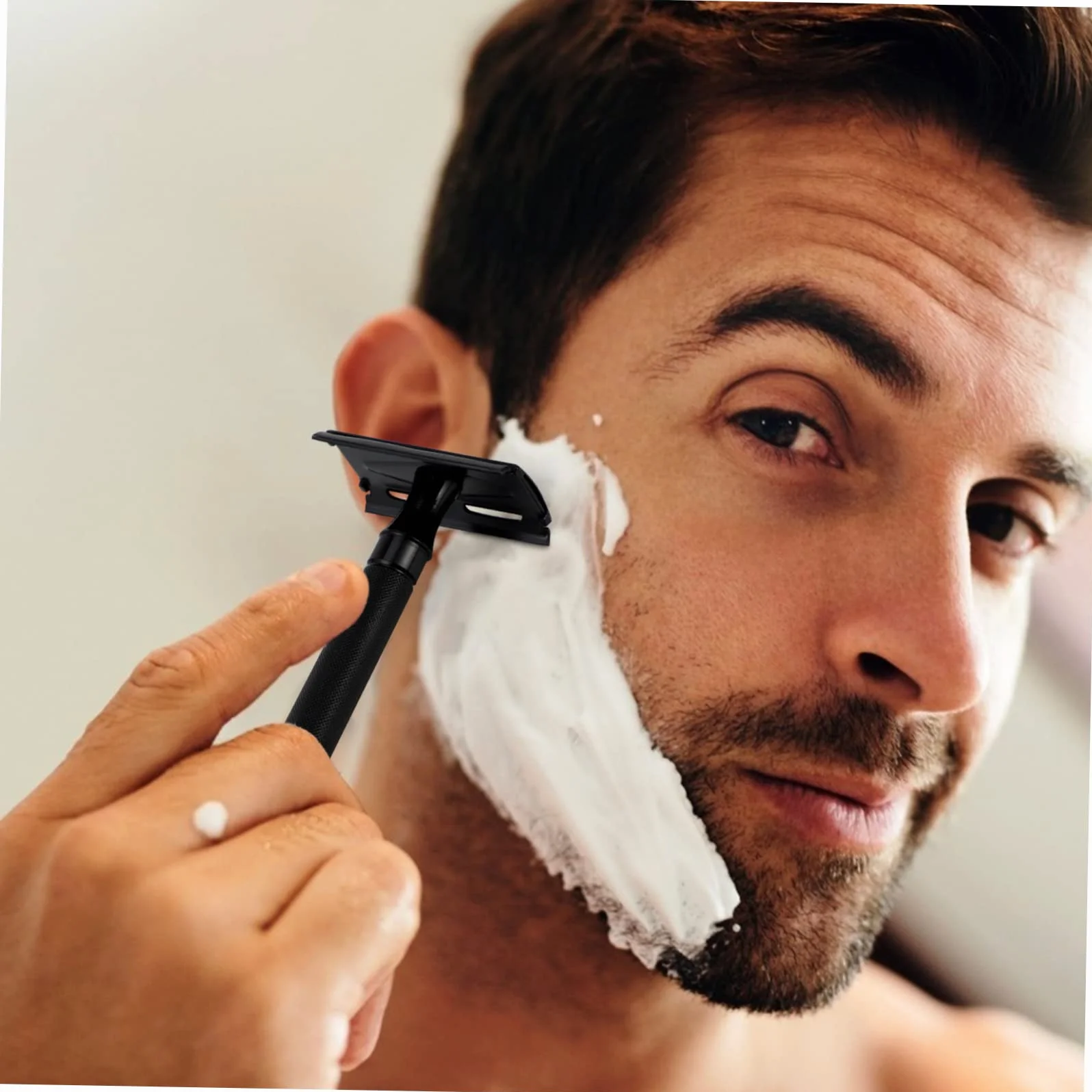 NOLITOY Rasoio di Sicurezza Manuale per Barba Maschile Stile Chiuso, Manico Antiscivolo in Lega di Alluminio Stile Retrò, Riutilizzabile la Rasatura Quotidiana