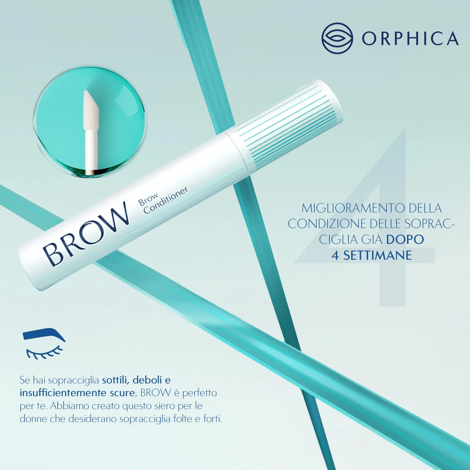ORPHICA Brow Siero Sopracciglia Ricrescita Rapida 4 ml – Eyebrow Serum con Peptidi e Ginseng, Infoltente e Rinforzante