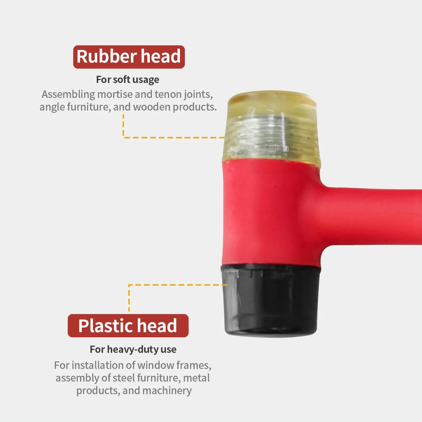Martello Gomma Doppia Testa 25mm Mazza Protettiva Cuoio Legno Gioielli Plastica