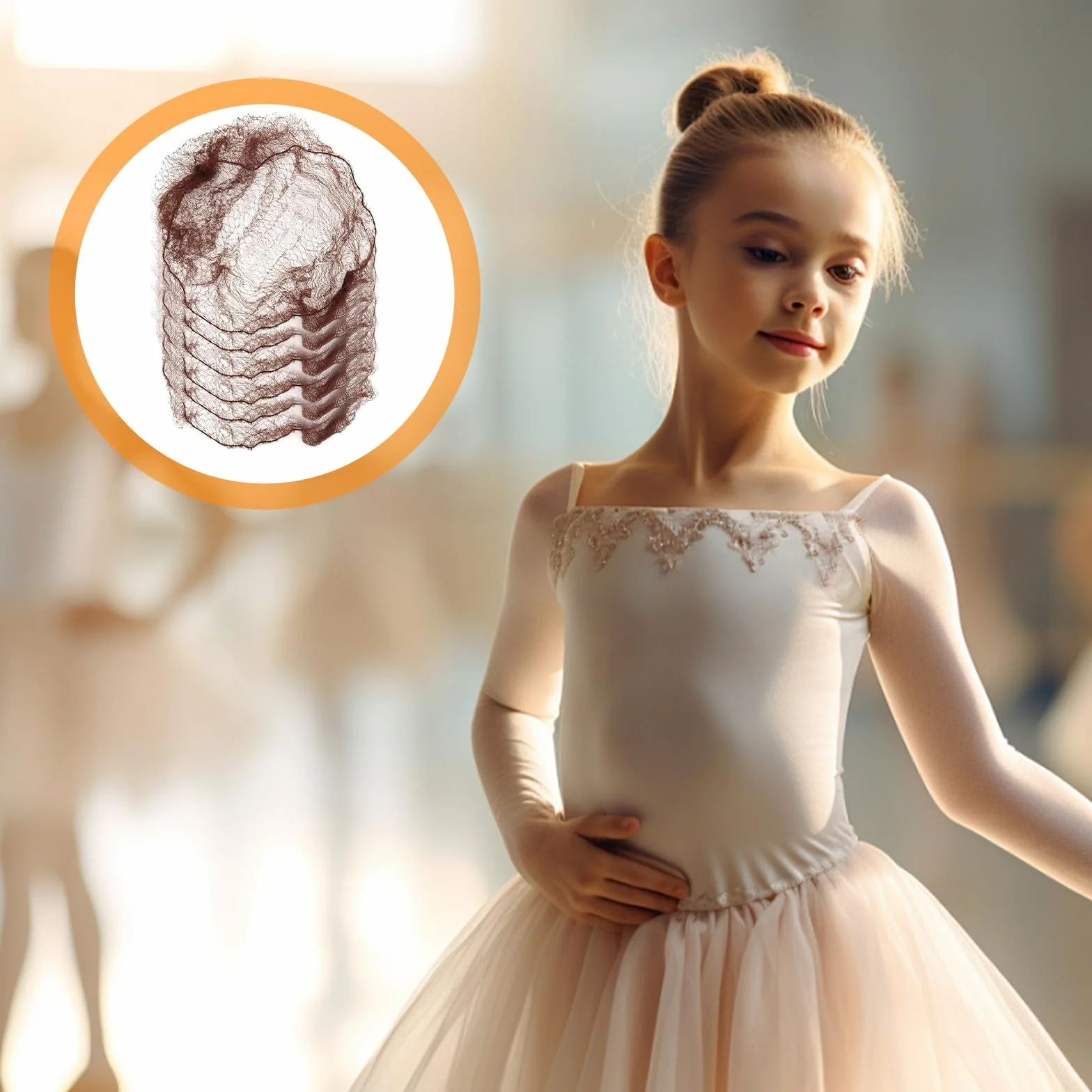 12 retine elastiche per capelli con 5 forcine nere, reti invisibili per capelli e 40 forcine a forma di U, set per donne, ragazze, ballerine, infermiere (caffè)