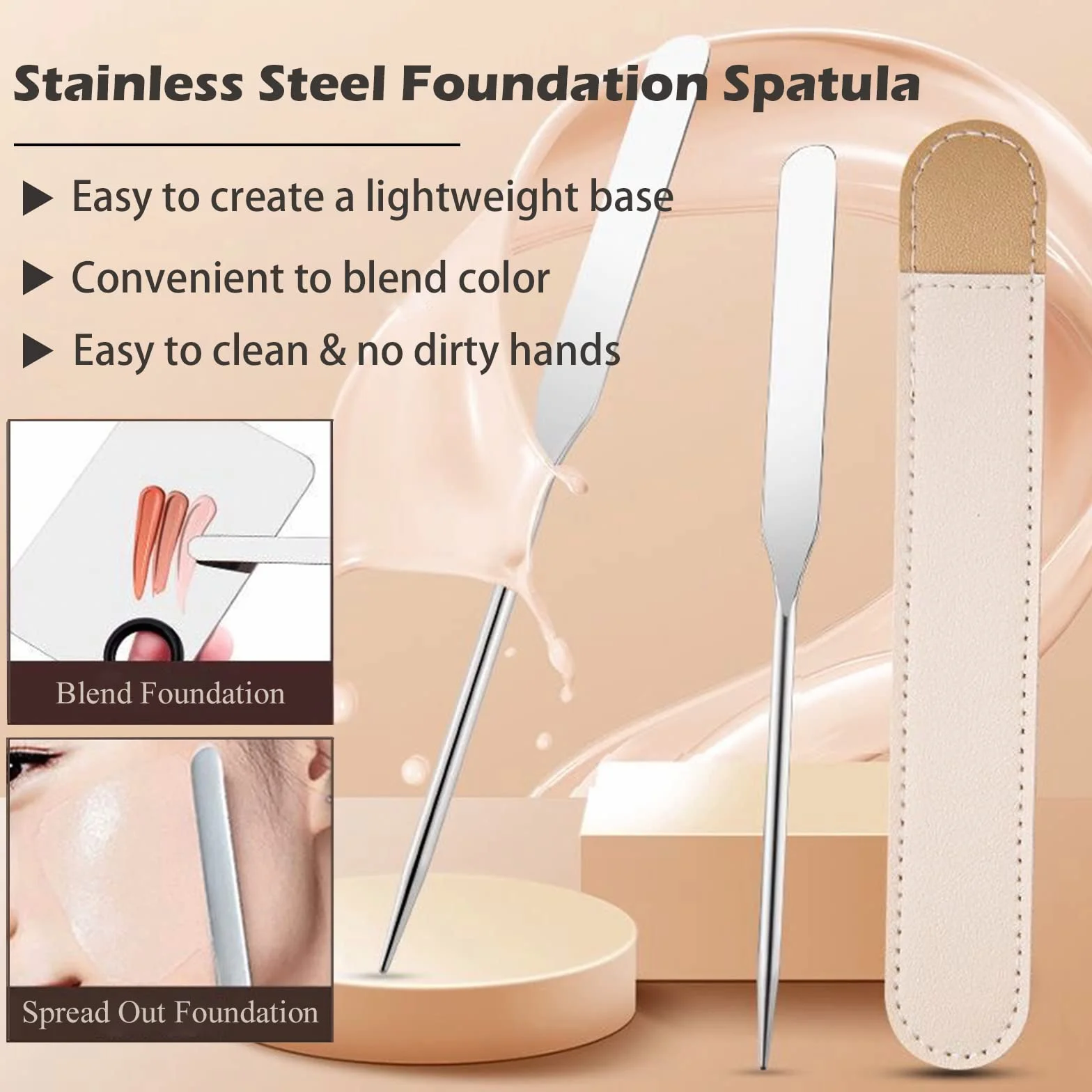 Set di spatole e palette per il trucco Picasso, spatola per trucco coreana con rivestimento in pelle, truss make up in acciaio inossidabile con strumento raschietto, tavolozza make up per miscelazione