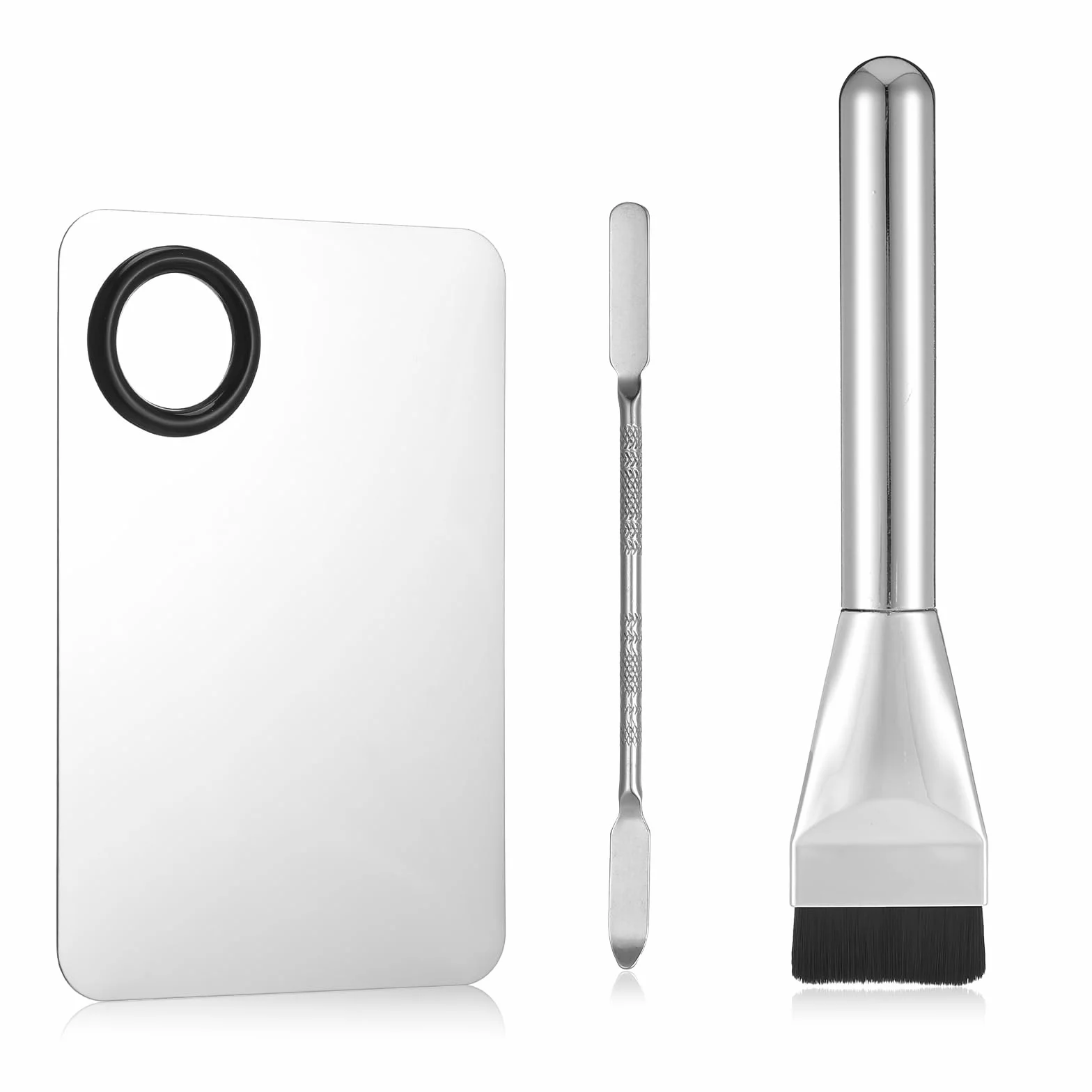 Ouligay Set di 3 spatole per trucco, tra cui tavolozza di miscelazione, spatola per fondotinta, vassoio per tavolozza, accessori per il trucco per donne