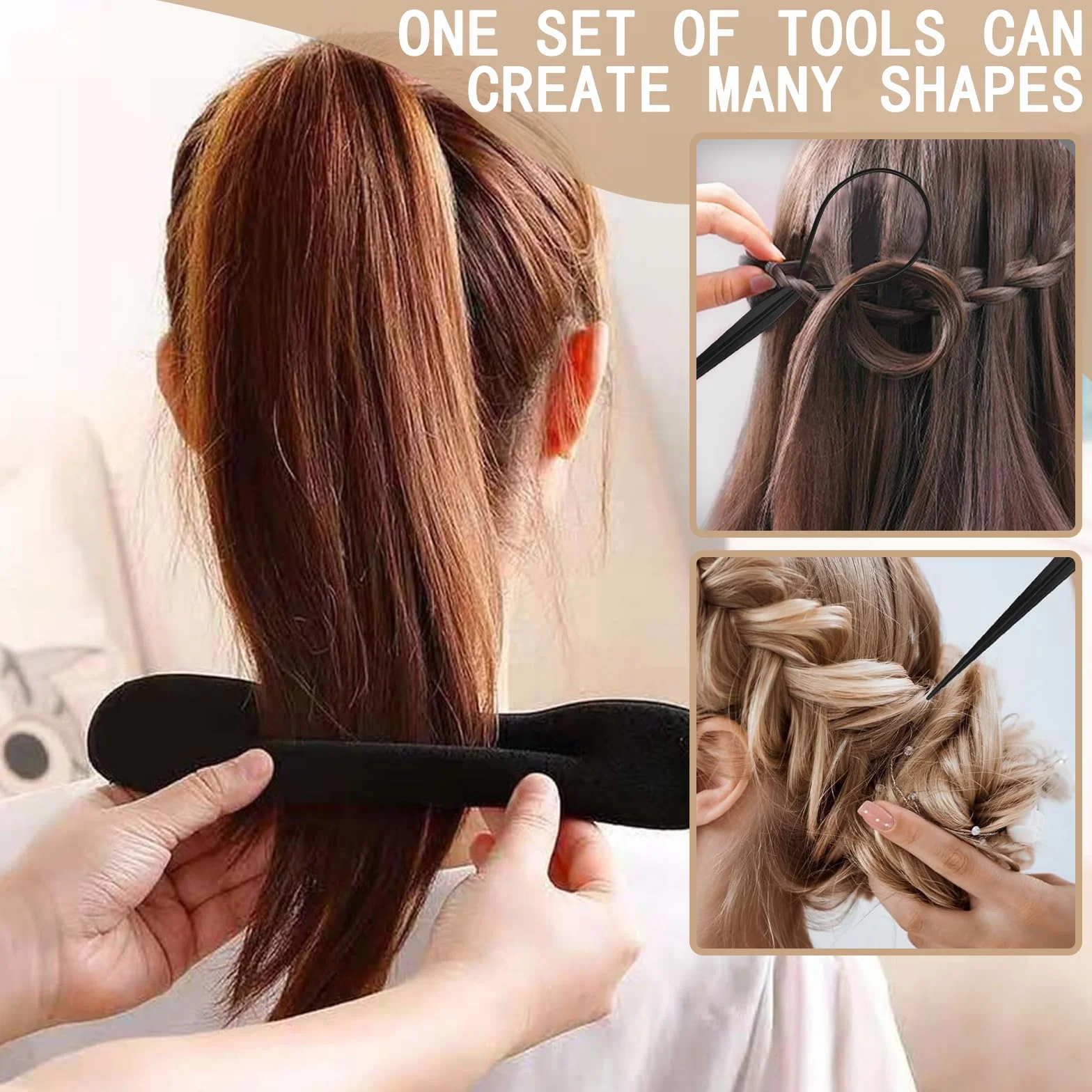 8 pezzi strumenti per intrecciare i capelli, accessorio per capelli chignon, per donne e ragazze con medio-lunghi