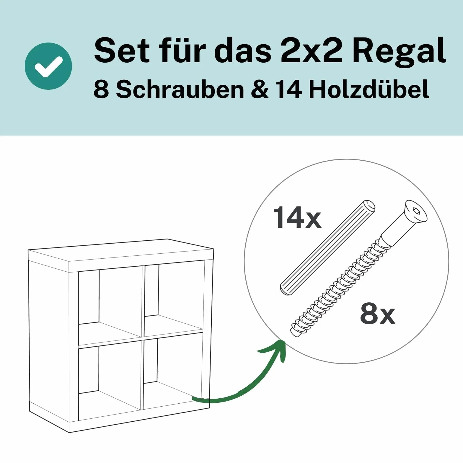 Set di riparazione Ikea KALLAX 2x2 – viti e tasselli in legno