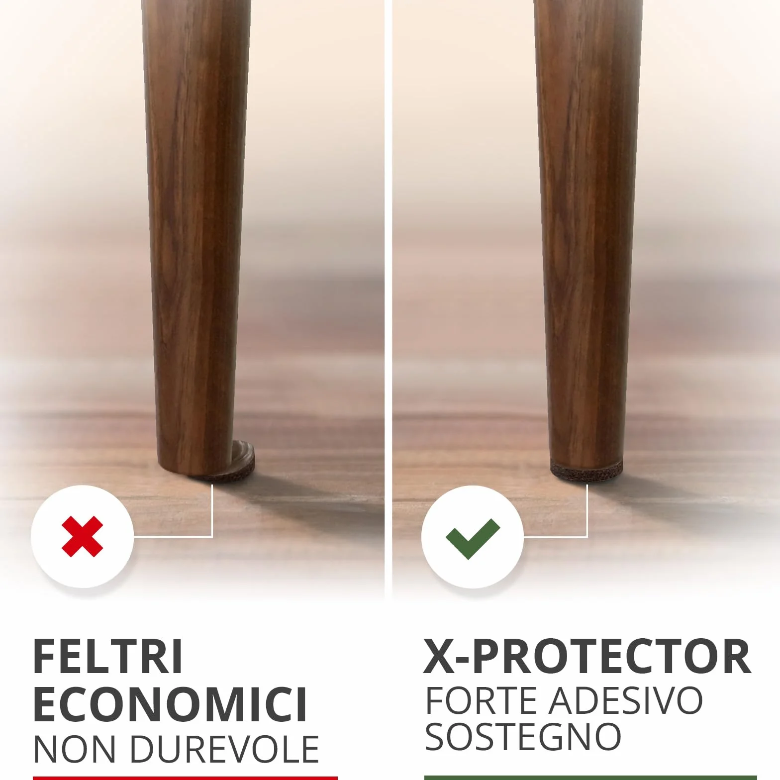 Feltrini per gambe di mobili X-PROTECTOR 133 pezzi Marrone Beige protezioni per pavimenti in legno