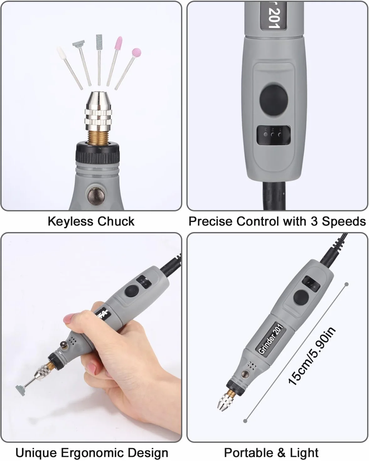 Utensile Rotante Multifunzione Mini Trapano Elettrico 95 Accessori 3 Velocità 5000-15000 RPM
