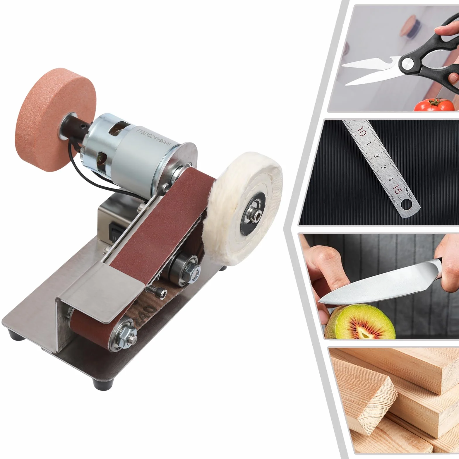 Mini levigatrice a nastro con disco abrasivo 4500-9000 giri/min regolazione velocità 7 livelli