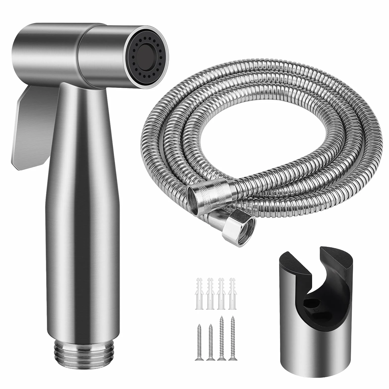 Doccetta per Bidet a Mano in Acciaio Inox 1.5M Tubo Flessibile Staffa a Muro Set Completo Doccia Bidet