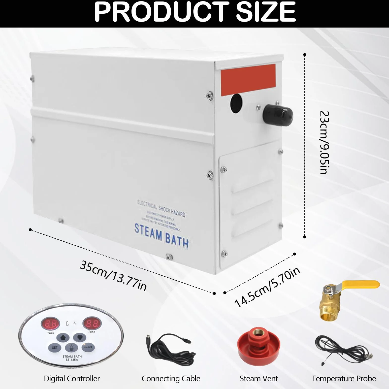 Generatore Vapore Sauna 3kW 220V Controller LED 25-55°C 2-3m³ Acciaio Inox 316