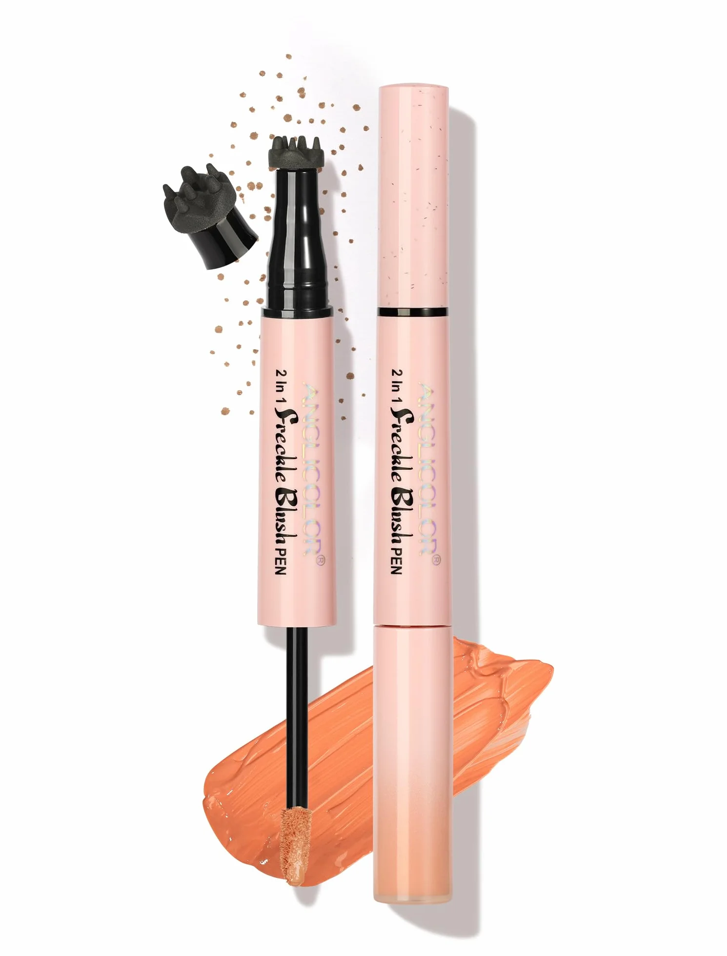 Anglicolor Penna blush per lentiggini,Pennarello per lentiggini finte 2 in 1,fard liquido rosa tenue,naturale,realistico,impermeabile,a lunga durata,ad asciugatura rapida (02 MOCHA)