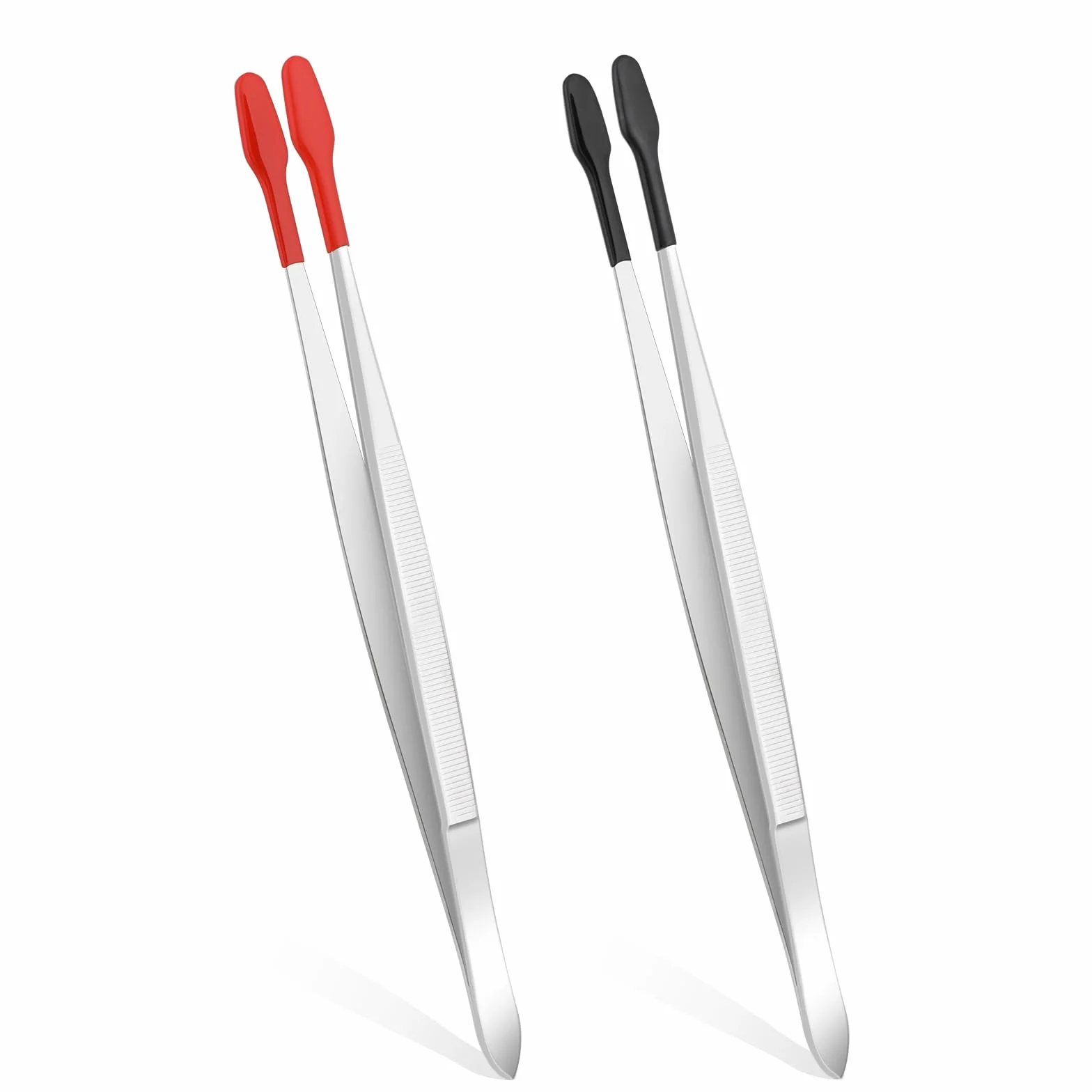 Pinzette a Punta Piatta in Acciaio Inox con Rivestimento PVC Antiscivolo per Laboratorio Fai da Te