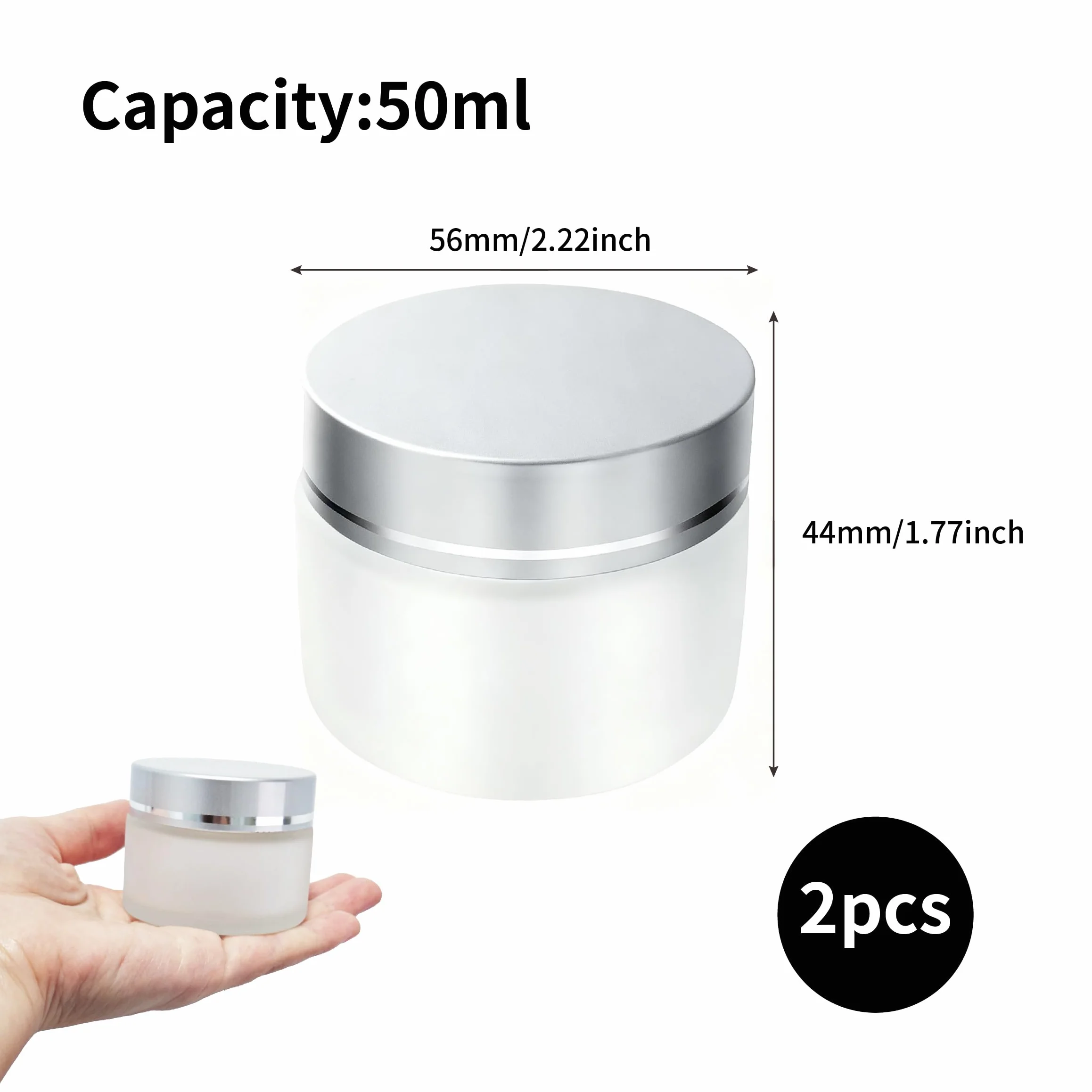 Set di 2 contenitori per crema, vasetti di crema da 50ml da riempire, piccoli vasetti di vetro con coperchio