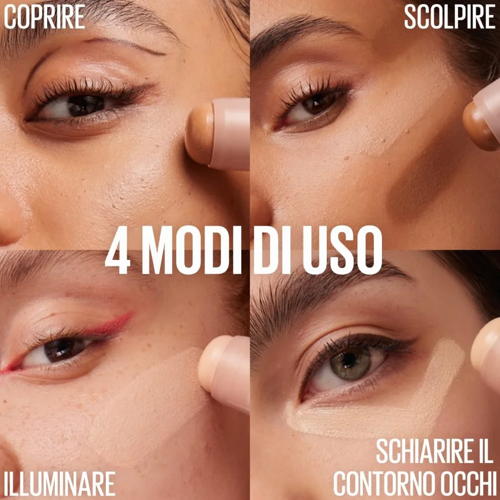 Maybelline New York Stick Viso Multi Uso per Correggere, Illuminare e Scolpire i Lineamenti, Effetto Liftato, Facilmente Sfumabile, Con Olio di Semi di Mirtillo Rosso, Lifter Stix, Nr. 45, 6 g