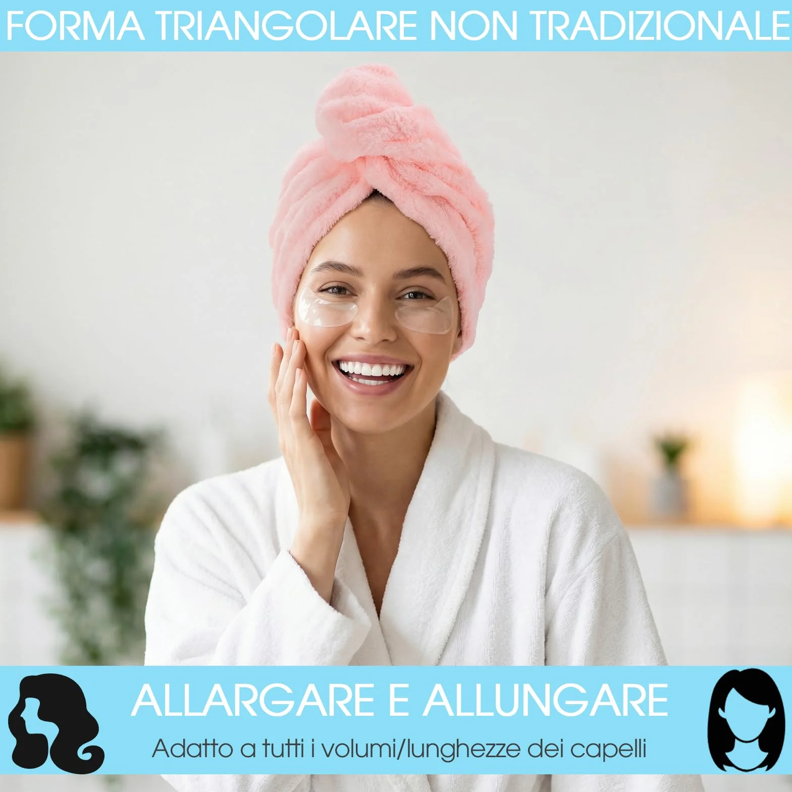 Asciugamani per Capelli a Turbante 3 Pezzi Turbante Asciugacapelli Forte assorbimento d'acqua Asciugamano Capelli Turbante in Microfibra Asciugamano per Capelli per Capelli Ricci Lisci
