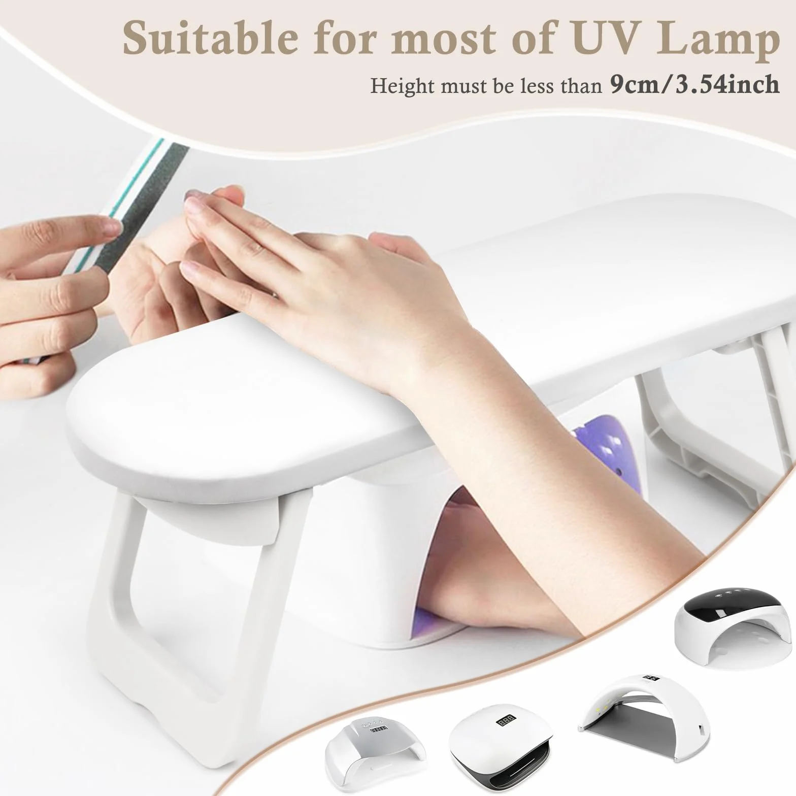 NVIYAM Poggiamano per Unghie Manicure, Poggiamano per Unghie Pieghevole in Pelle PU Cuscino, Poggia Mani per Unghie Professionale, Cuscino per Unghie Antiscivolo per Nail Art, Bianco