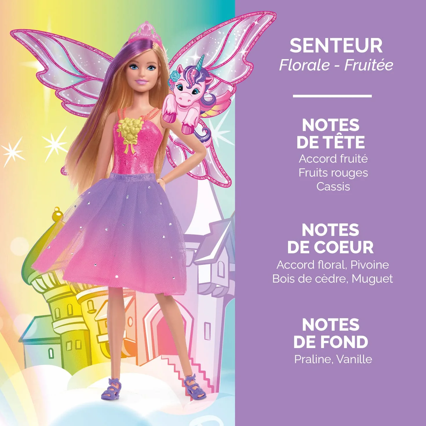 BARBIE - Set di profumi Eau de Toilette per bambini, 30 ml, spray profumato per corpo e capelli, 100 ml, profumo floreale e fruttato