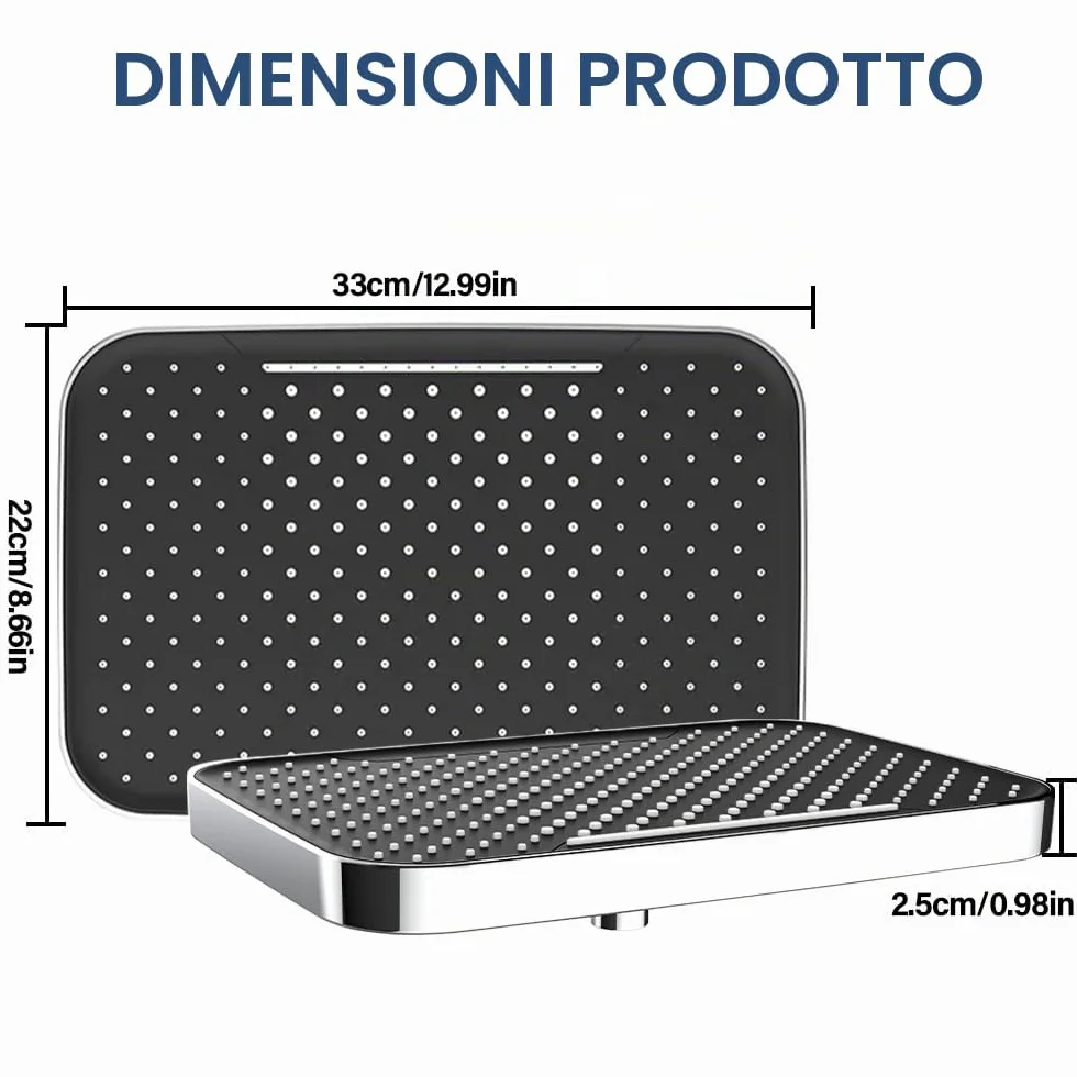 Soffione Doccia Grande 33cm Parete Docce Fisse Anticalcare Regolabile 360°