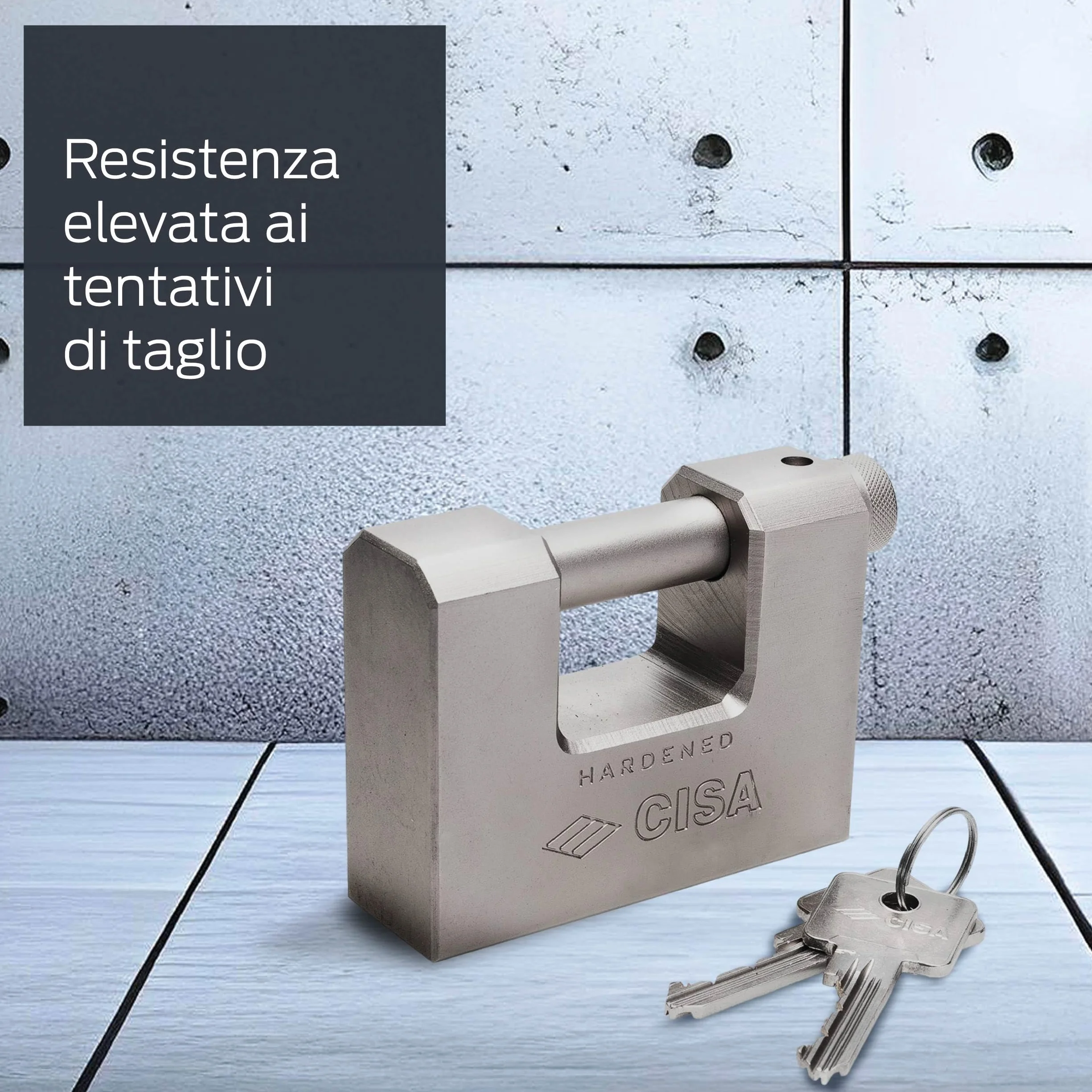 CISA Lucchetto Antiscasso Corazzato Acciaio Monoblocco 12855L840 Chiave LIM 84 mm
