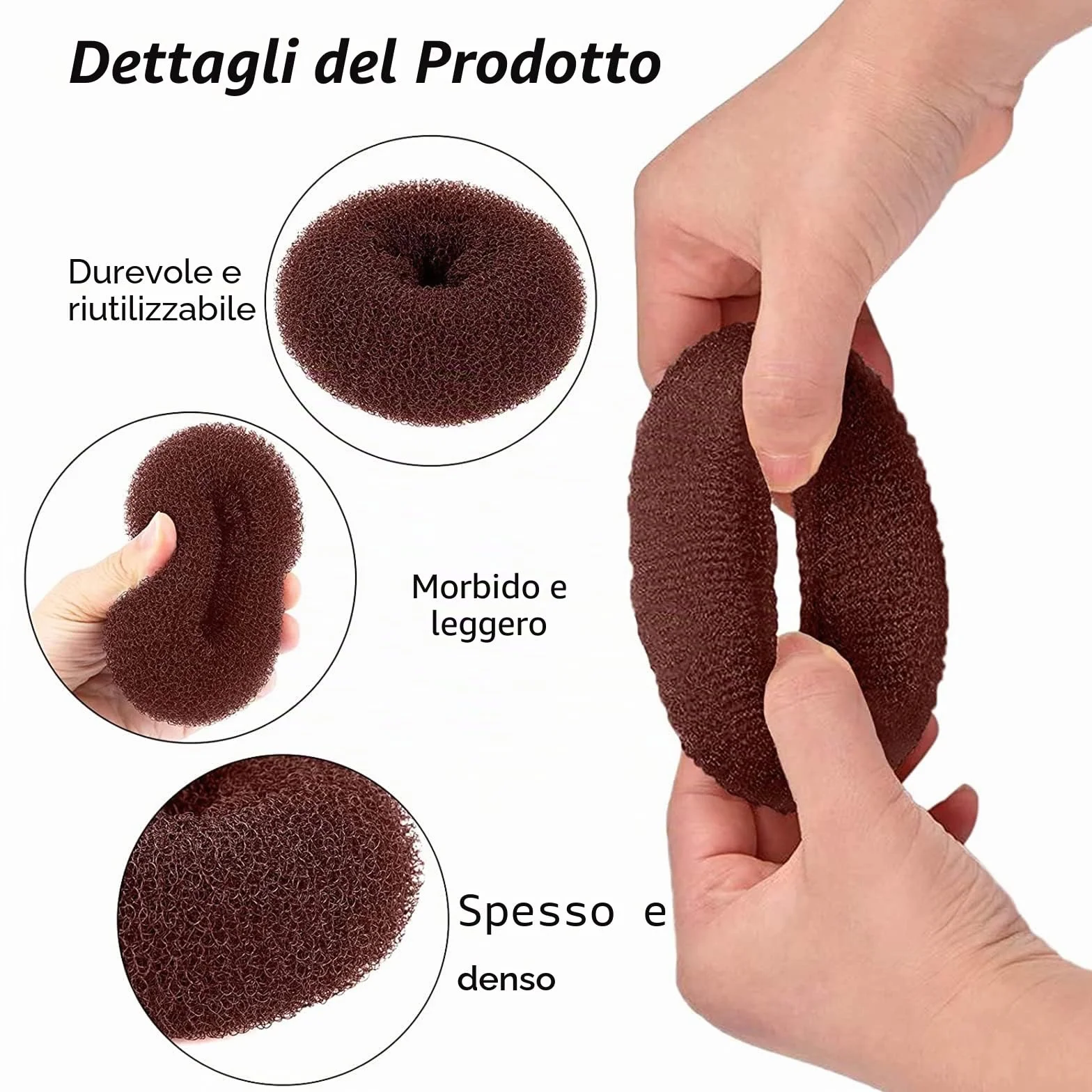 VEGCOO Chignon a Ciambella, 8 Pz Creatore per Pane Ciambella Chignon a Ciambella Magic Hair per Bambine e Donne, con 15 Elastici per Capelli e 15 Forcine Forma di U (Marrone)
