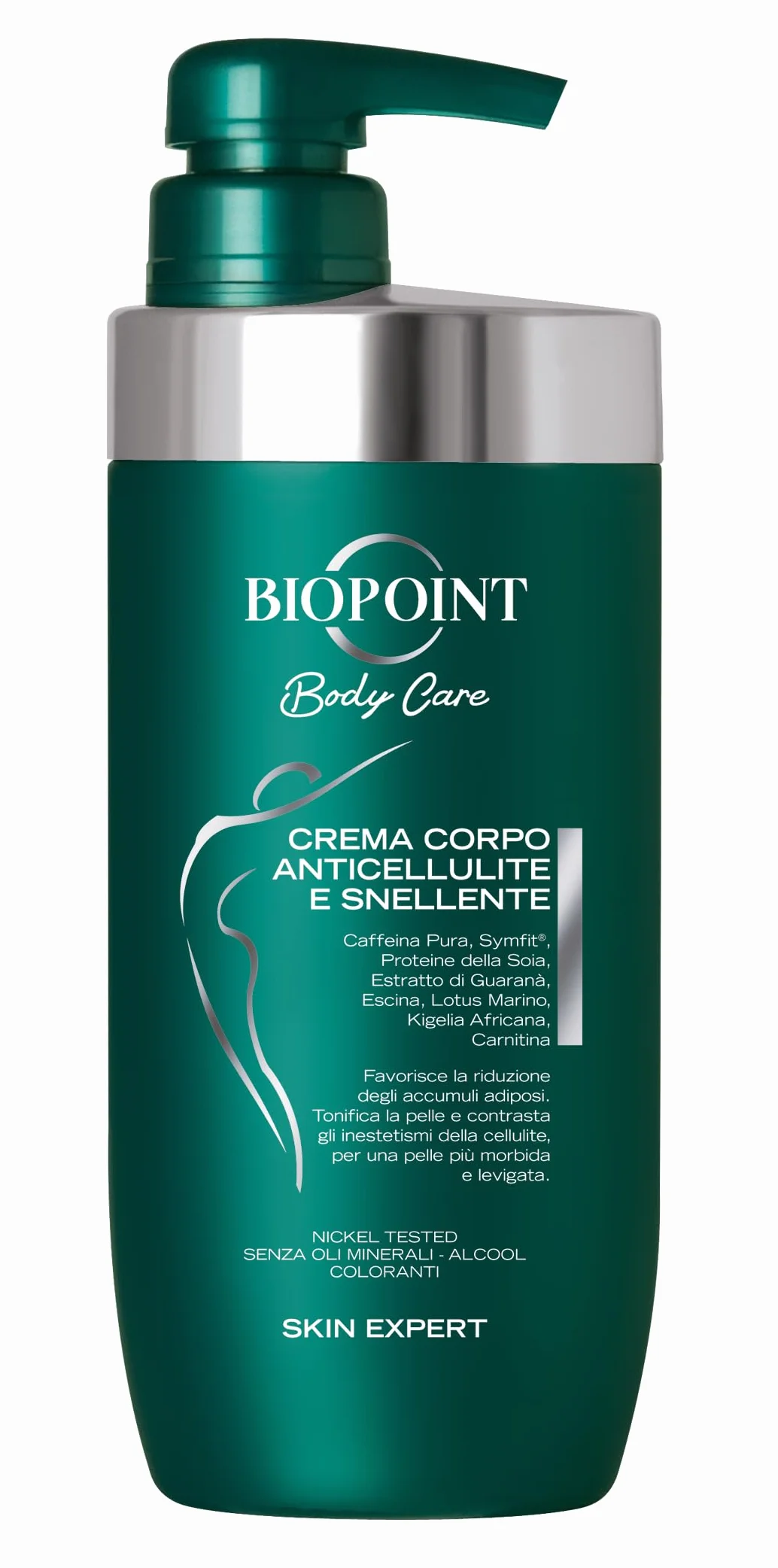 Biopoint - Crema Corpo Anticellulite ad Azione Rassodante, Drenante e Tonificante, Contribuisce alla Riduzione degli Accumuli Adiposi e a Contrastare gli Inestetismi della Cellulite, 500 ml
