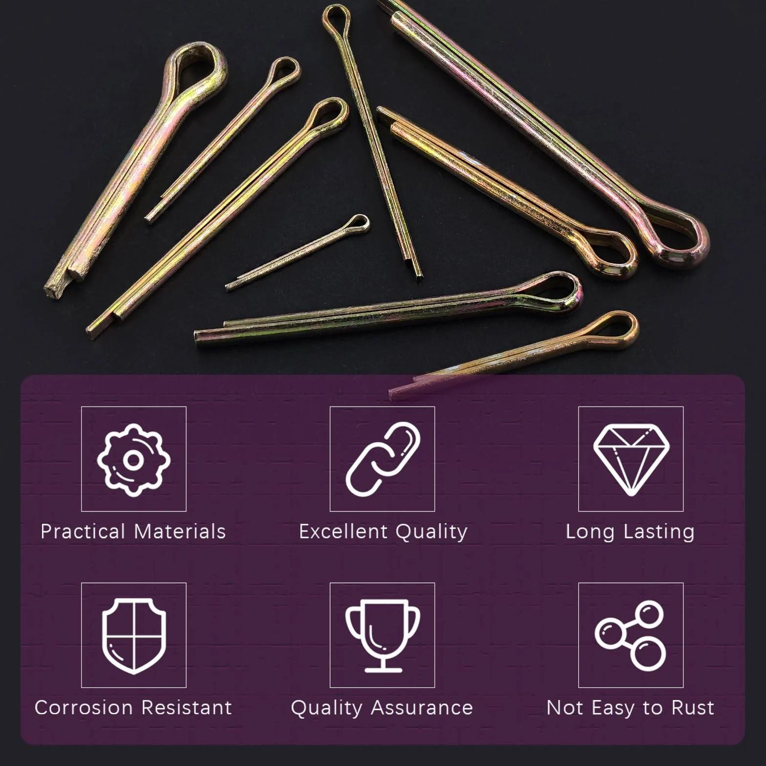 Swpeet 136 pezzi Cotter Pin Assortimento Kit M2 M3 M4 M5 M6 zinco placcato