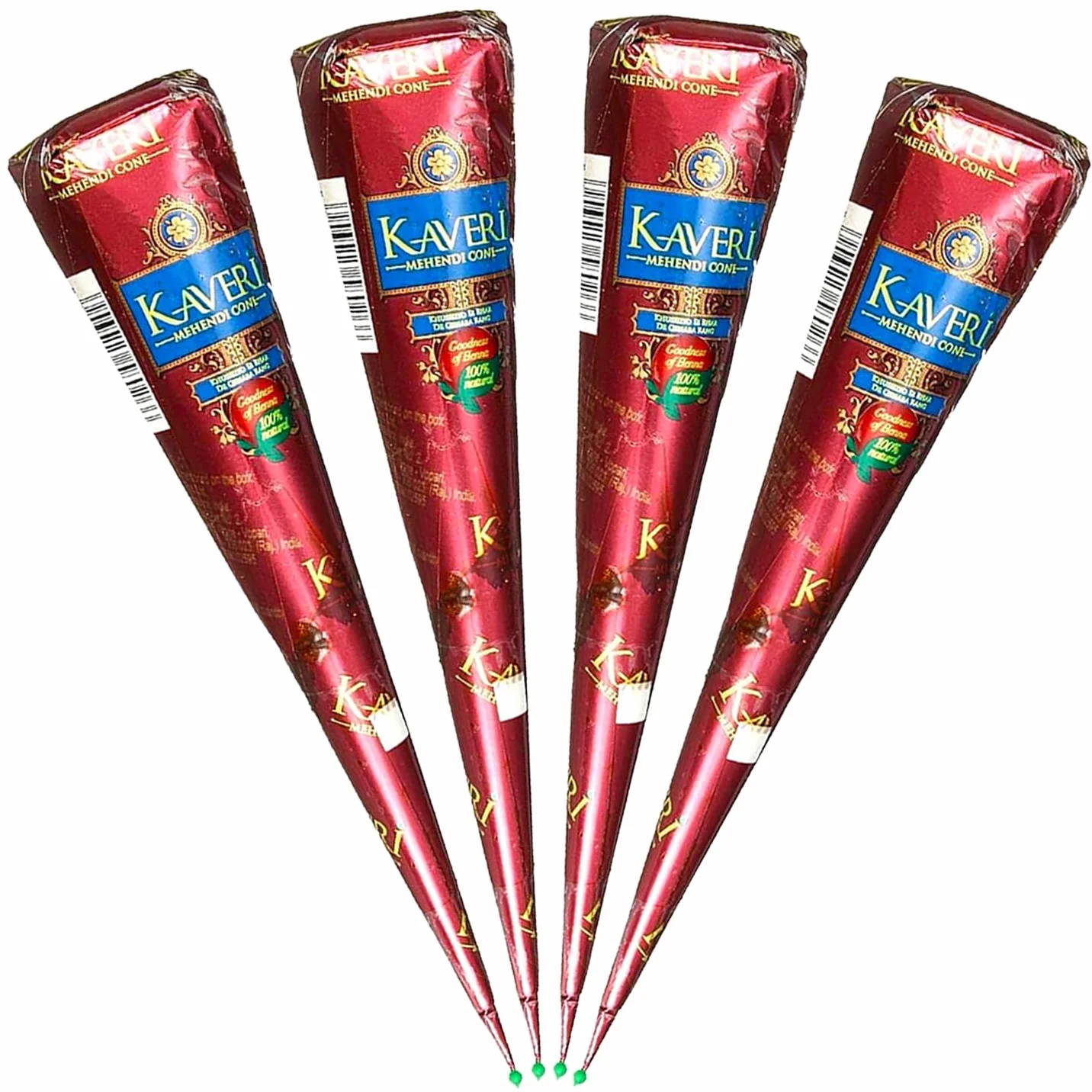 100% Natural Original Kaveri Mehendi Cones 4 pcs x 25g