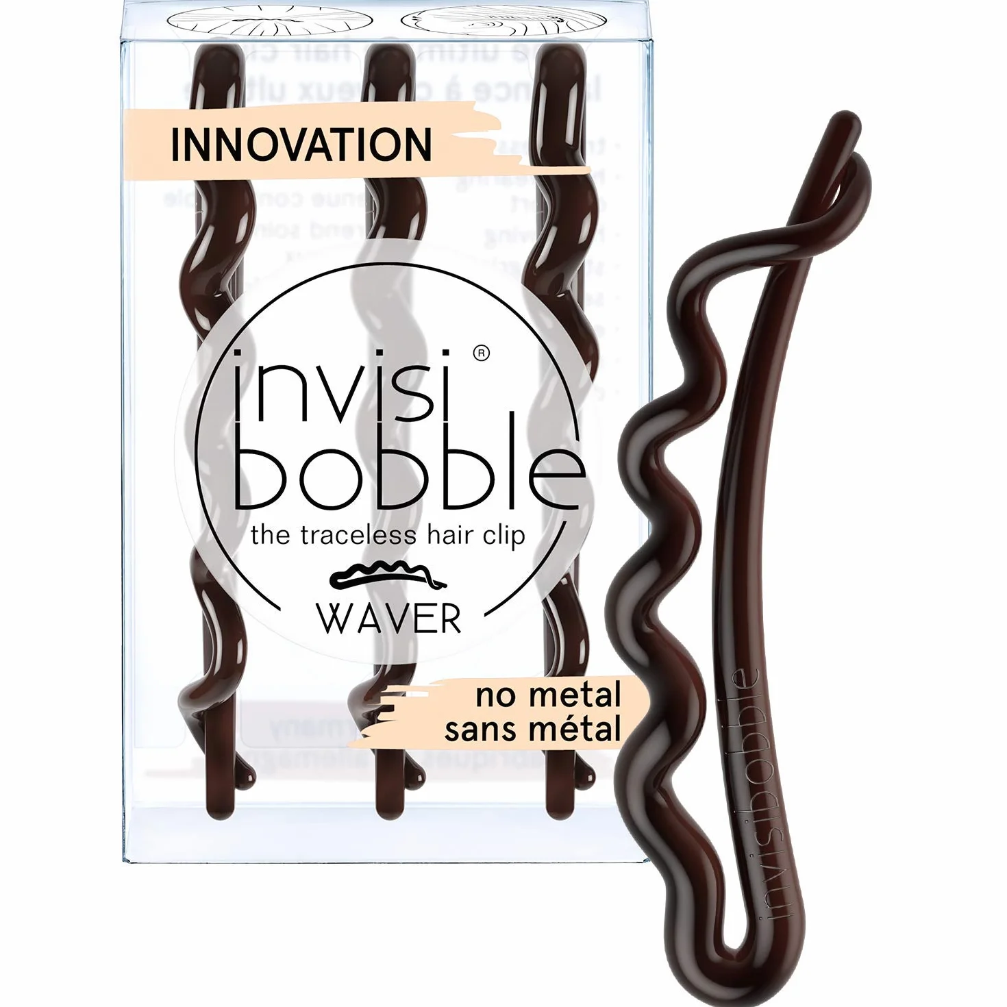 Invisibobble Clip capelli marroni Waver+ Pretty Dark x3 Mollete per capelli I forcine per donne e ragazze I grande comfort con forte tenuta I alta tecnologia