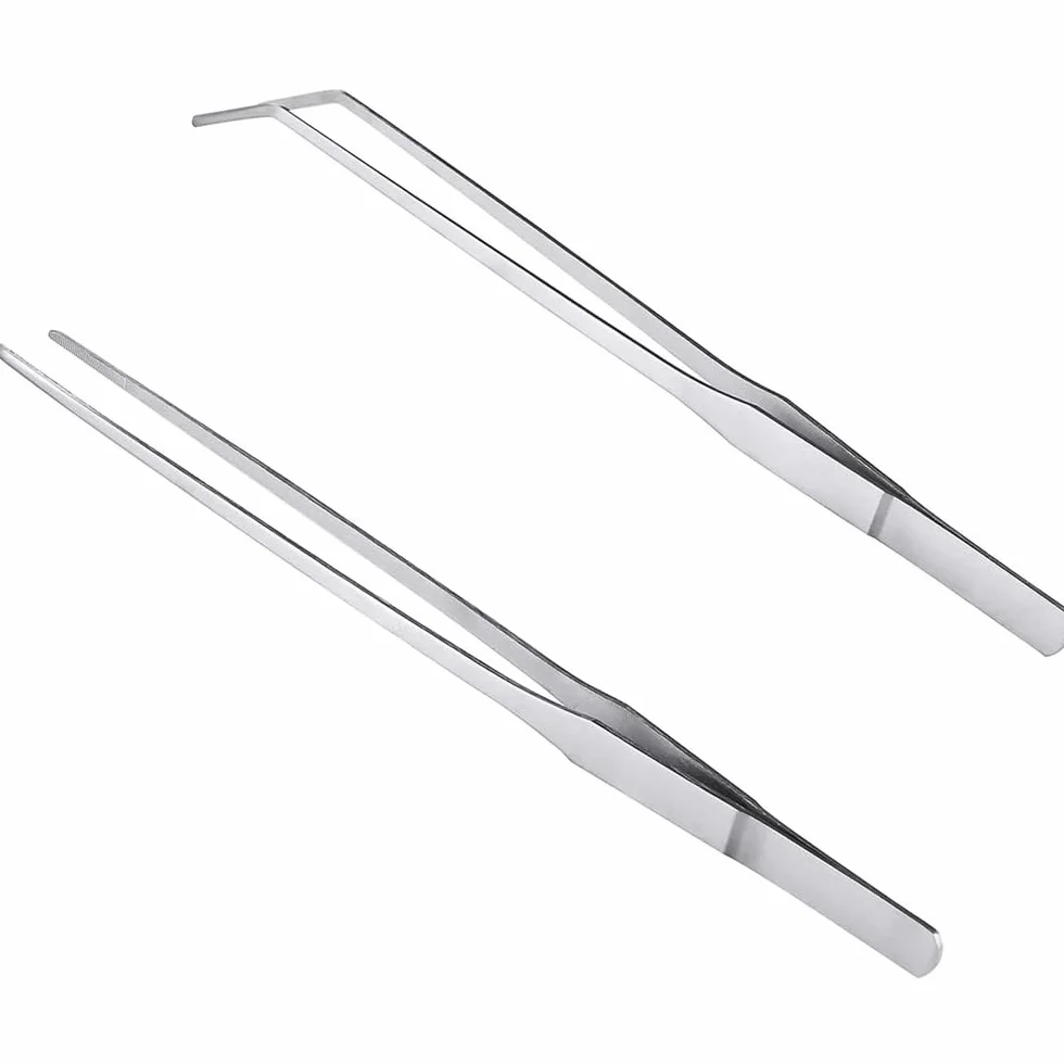 MMOBIEL 2 Pinzette in acciaio inossidabile 27 cm dritte/curve per aquascaping e giardinaggio