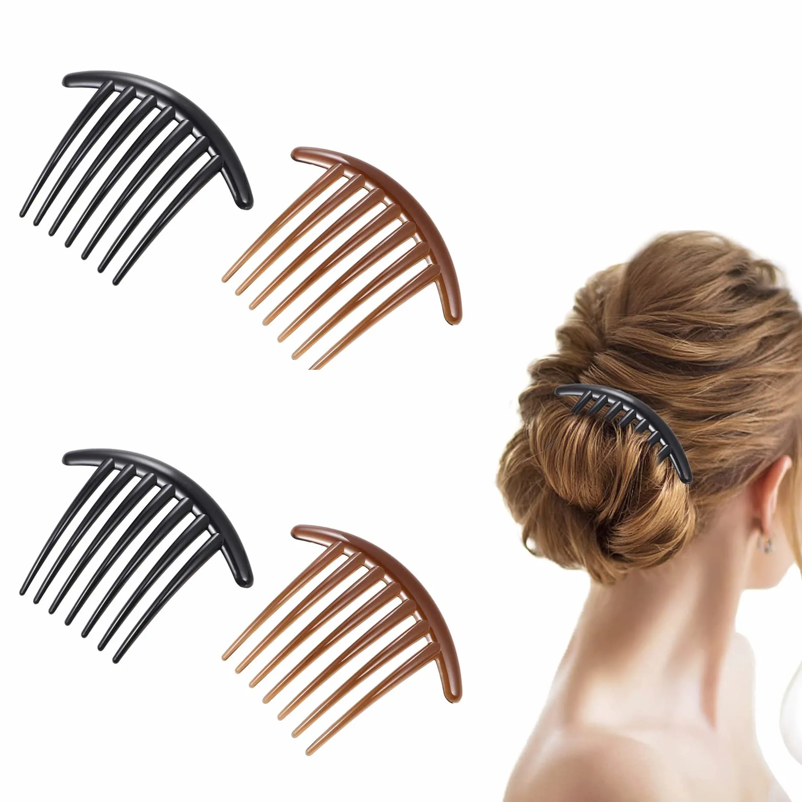 4 Pezzi Pettinino per capelli con 7 Denti, Denti di Plastica Pettini per Capelli Artiglio Accessori per Capelli per le Donne Ragazze