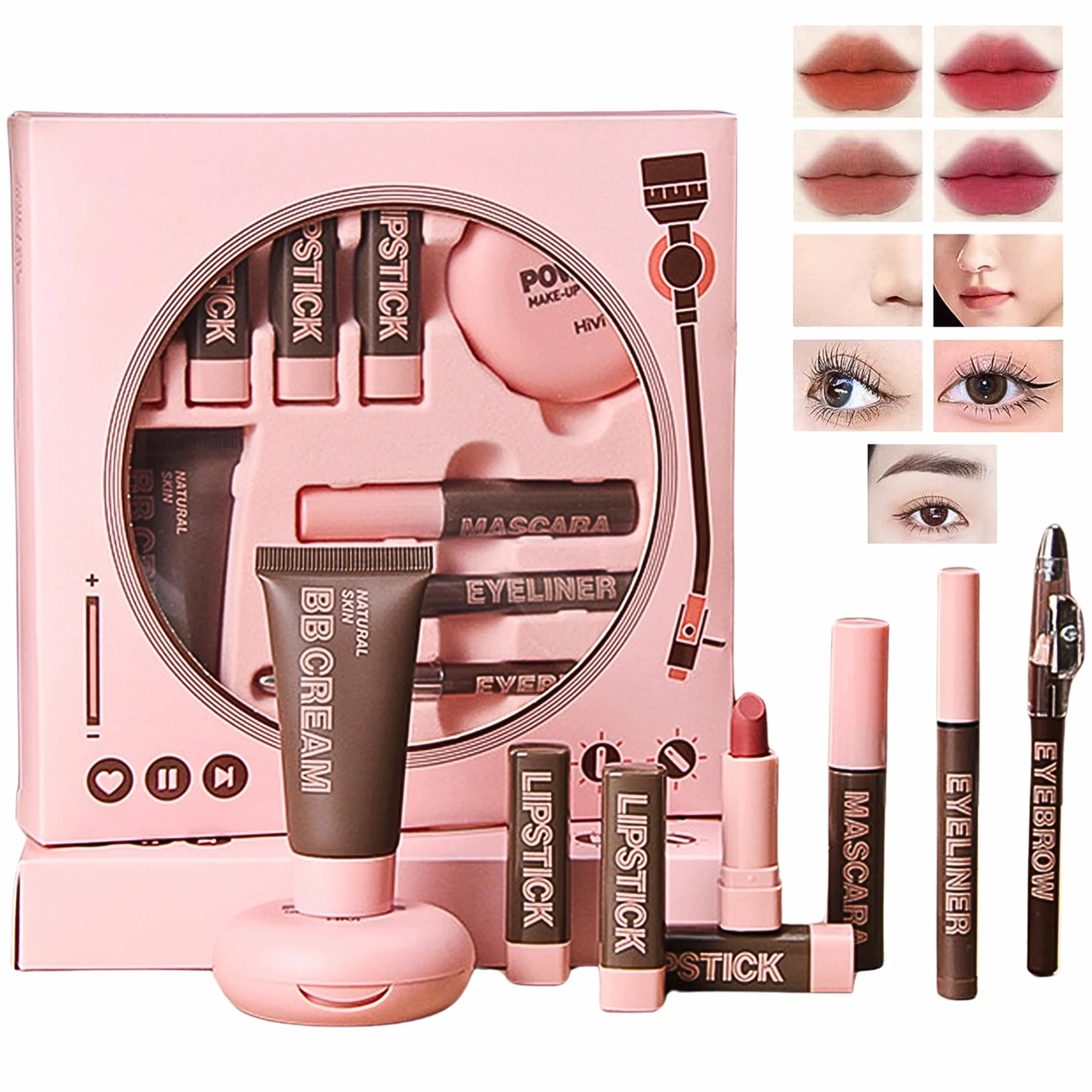 Set di trucco all-in-one per ragazze, set regalo per donne, kit completo di trucco per principianti, include set di pennelli per occhi, palette di ombretti, matita per sopracciglia,