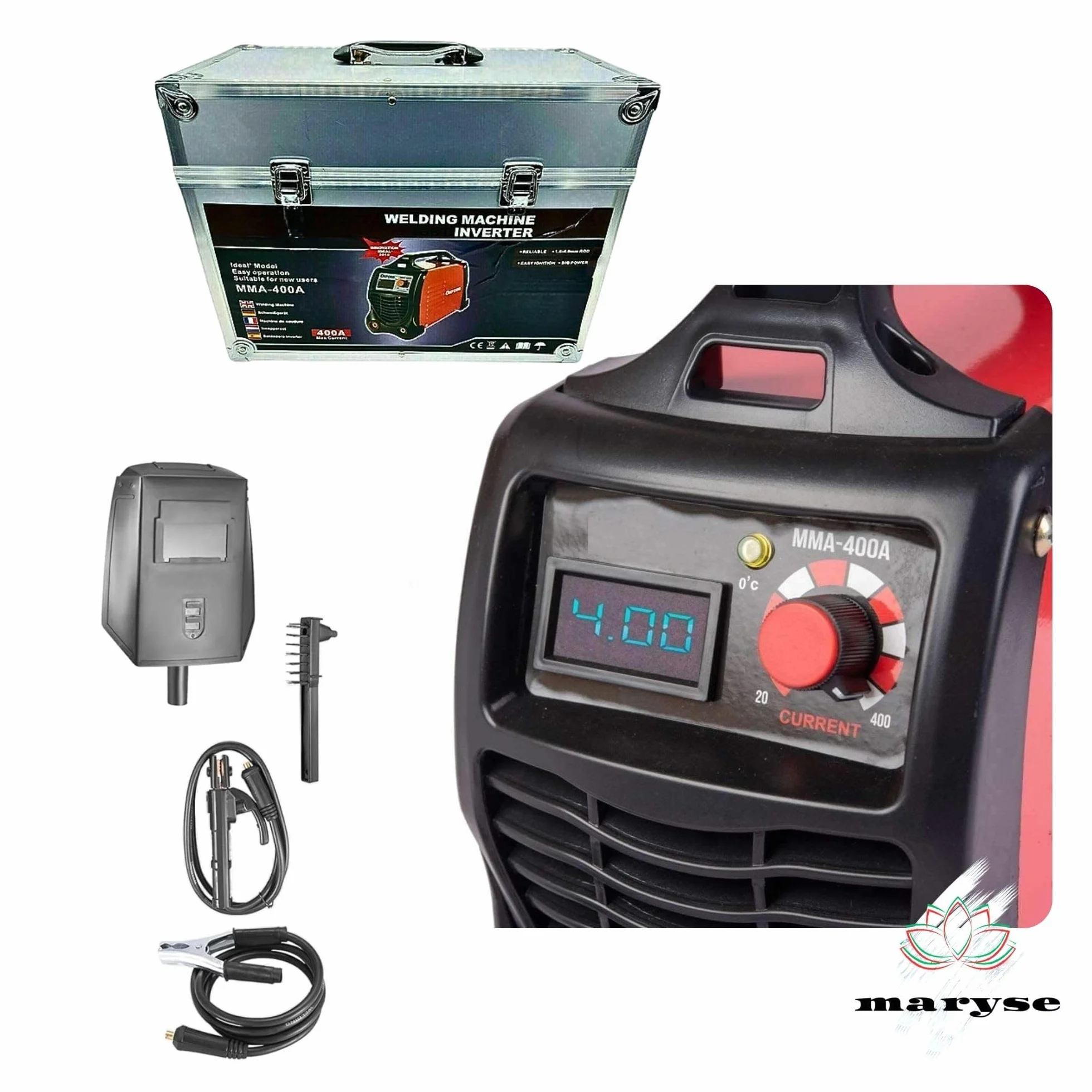 Saldatrice a Elettrodo Inverter 600A Regolabile Portatile con Valigetta