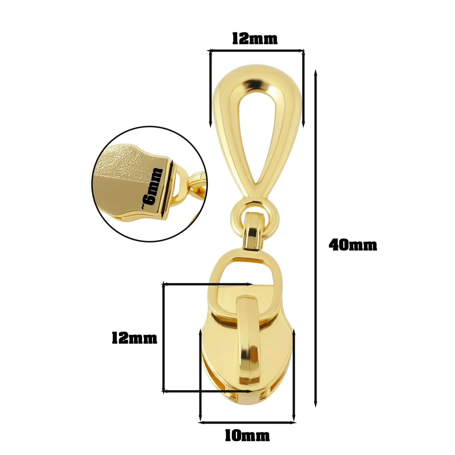 Cerniere Lampo Non Bloccabili 6 Mm Metallo A Forma Di Goccia Cursore 4 Cm Per Cerniere A Spirale In Nylon 20 Pz