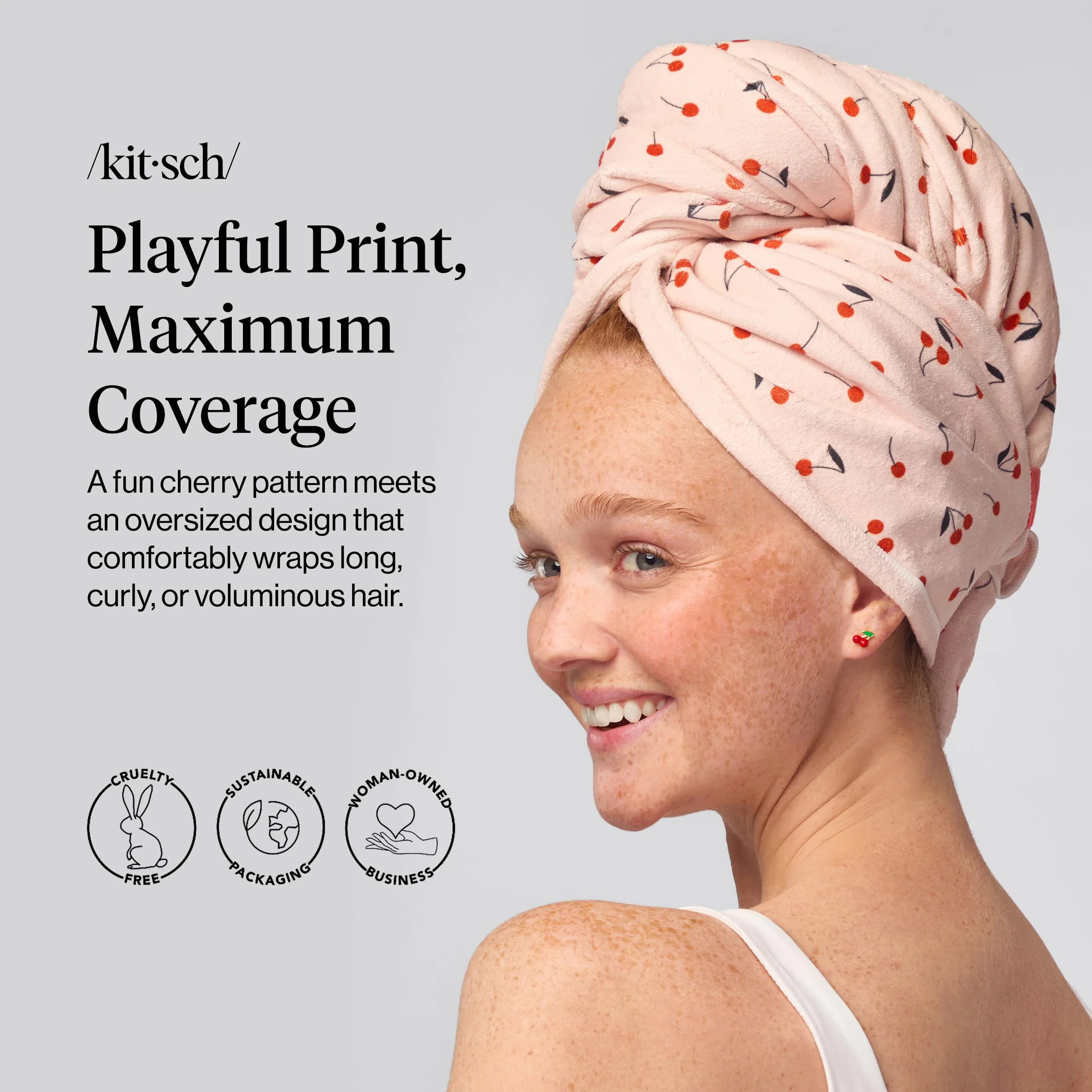 Kitsch Asciugamano per capelli XL in microfibra da donna, super assorbente, ad asciugatura rapida, anti-crespo, per capelli lunghi e corti, turbante