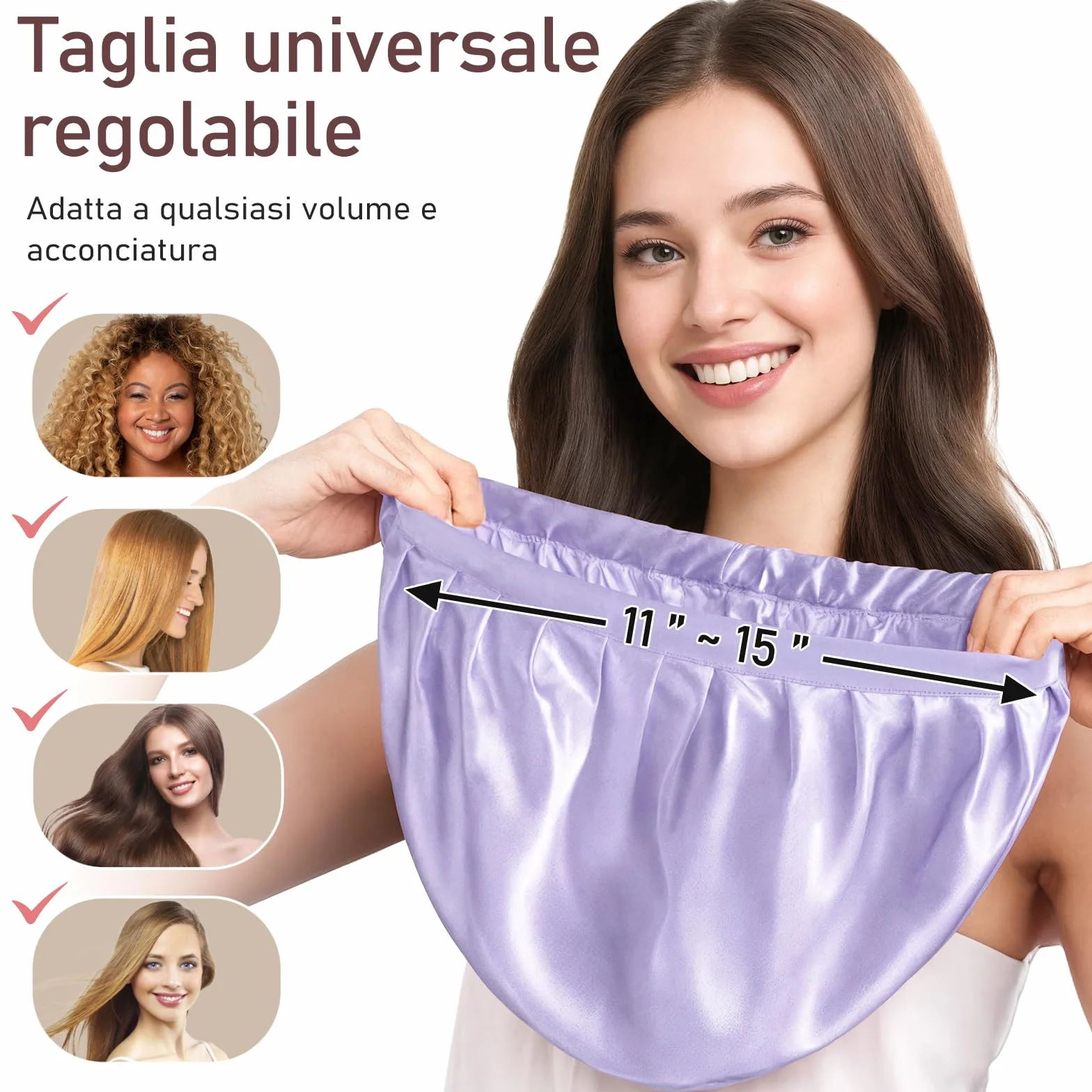 LitBear 22 Momme - Cuffia in Seta per Dormire, 100% Seta di gelso, 100% Silk Bonnet con Fascia Elastica, Traspirante e Regolabile per Capelli Ricci, Colore: Rosa., 61