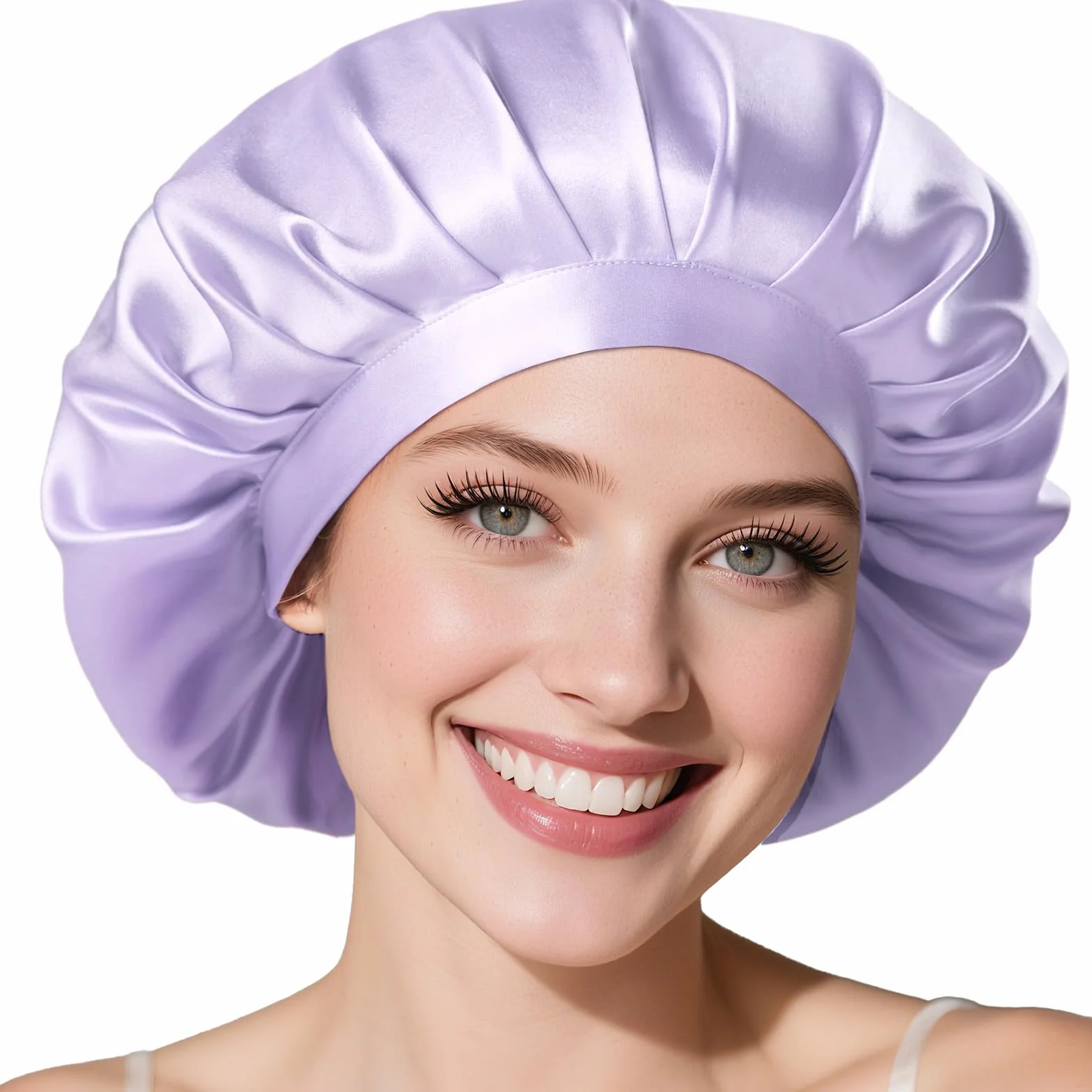LitBear 22 Momme - Cuffia in Seta per Dormire, 100% Seta di gelso, 100% Silk Bonnet con Fascia Elastica, Traspirante e Regolabile per Capelli Ricci, Colore: Rosa., 61