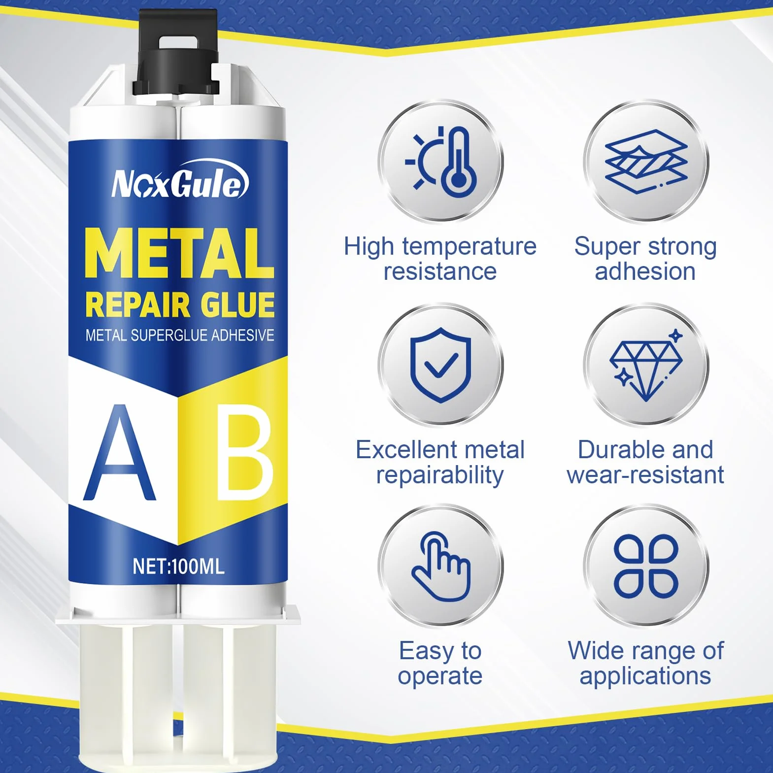 Colla Epossidica Bicomponente 200ml Resistente Alle Alte Temperature per Metallo Acciaio Inossidabile