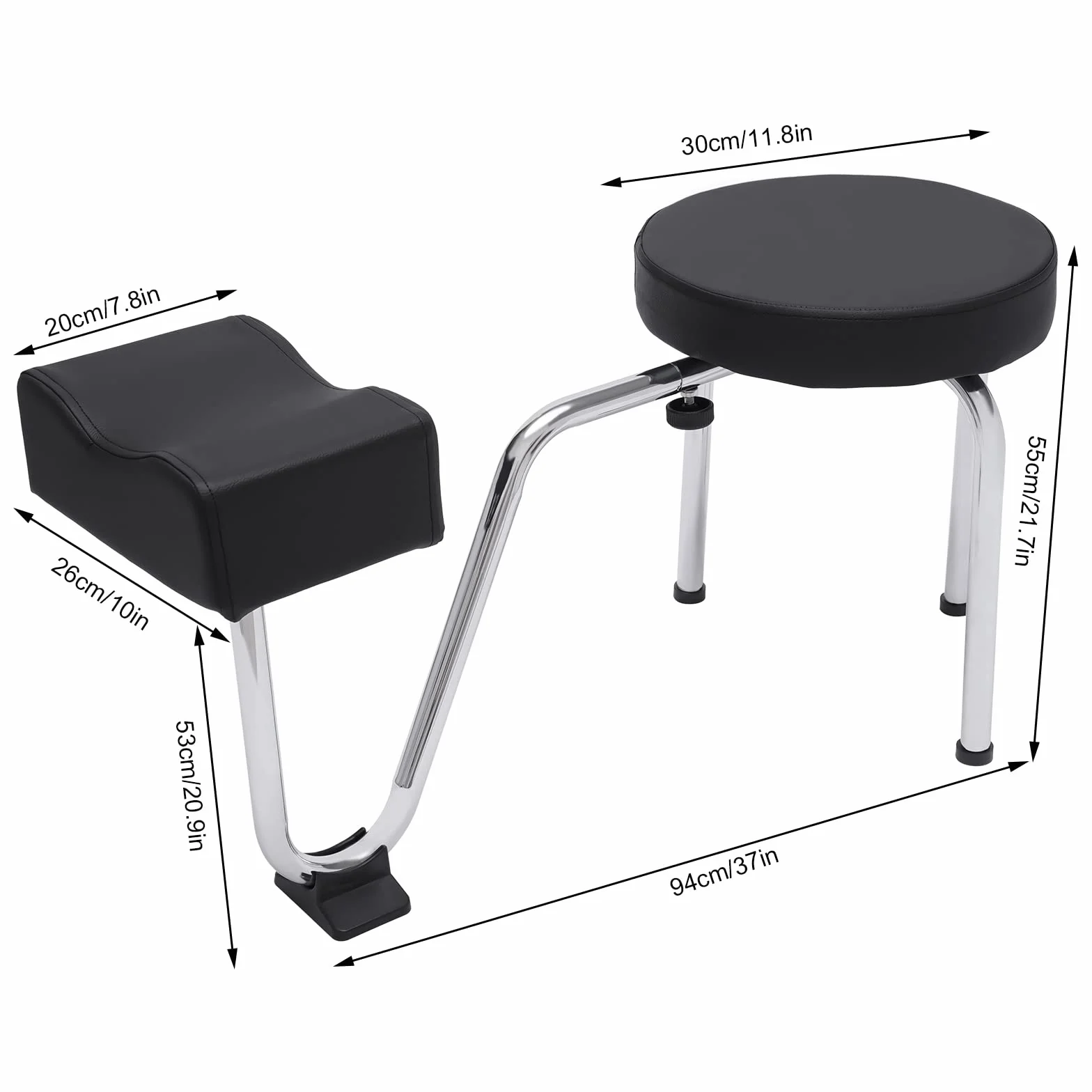 Sgabello per pedicure, con poggiapiedi, altezza regolabile 10 kg, carico massimo, cuscino comfort in poliuretano e piedi antiscivolo, per salone di manicure pro e uso domestico