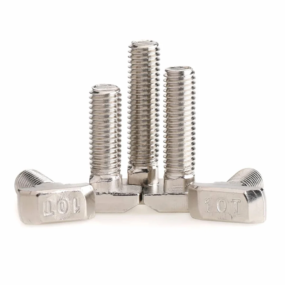 Bulloni a T M8x40mm Acciaio al Carbonio Nichelato per Profili in Alluminio Standard Europei