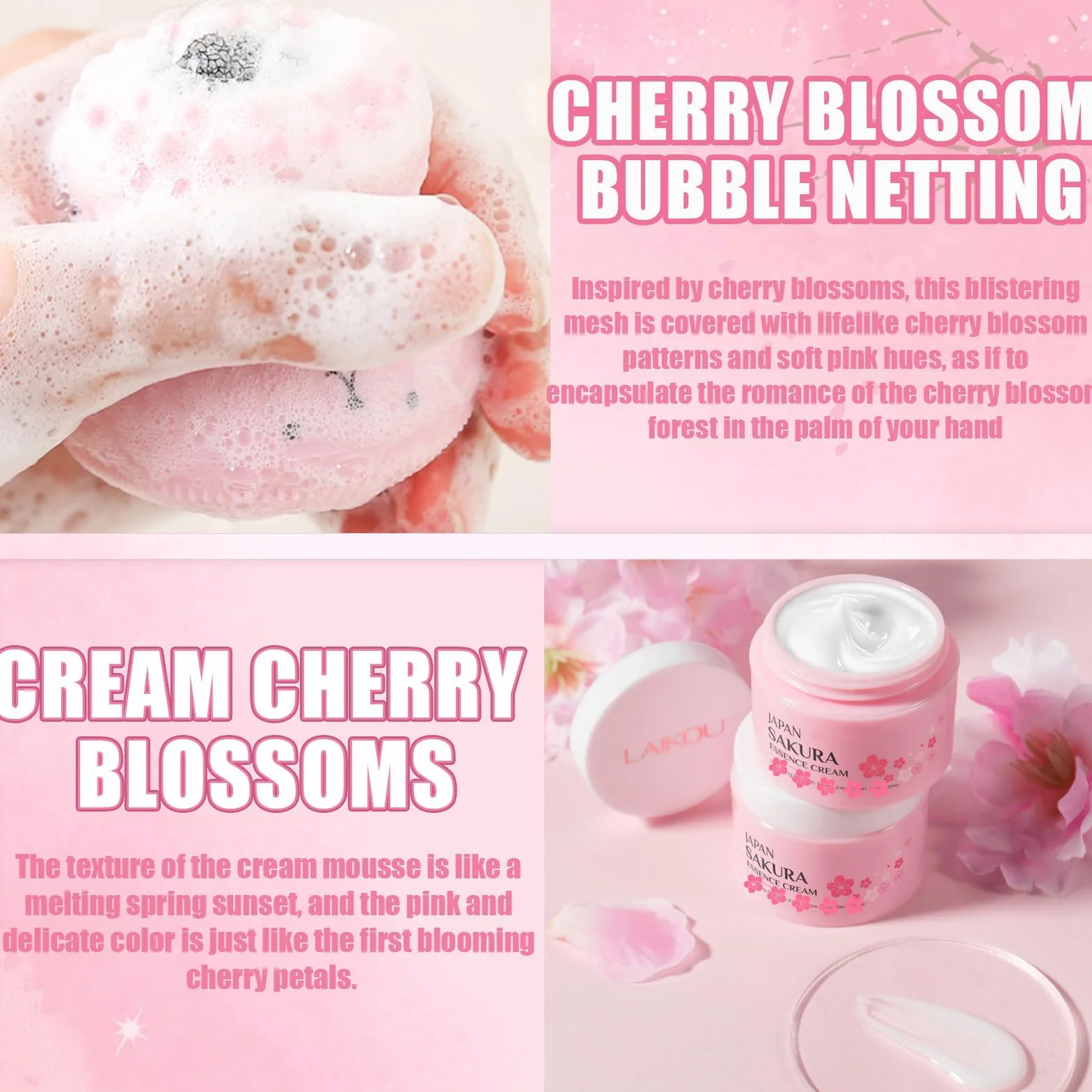 Kit per la Cura della Pelle Sakura 11 Pezzi,Include Fascia skincare, Spazzola per il viso,Pulizia,Crema solare 50,Essenza,Crema,Maschera per la notte (x5),Sakura Skincare Set per Ragazze Donne