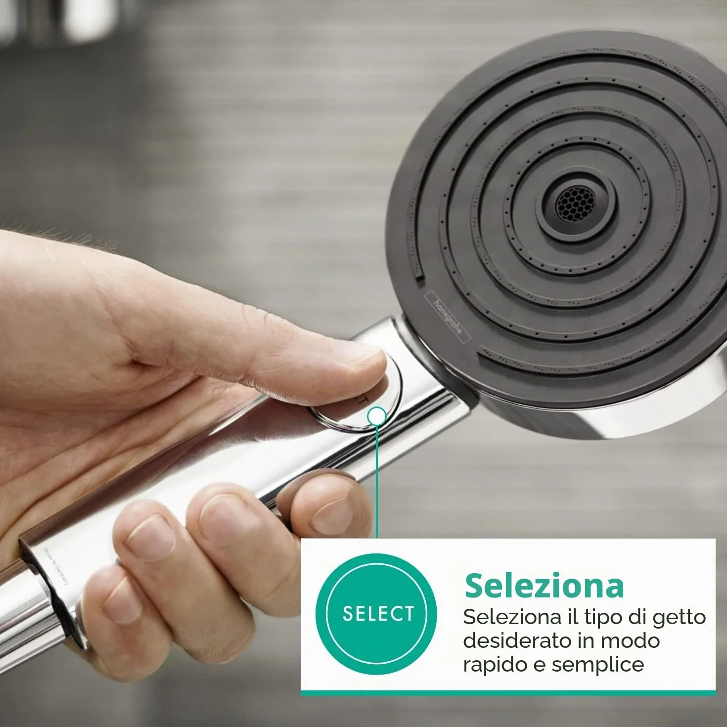 hansgrohe Pulsify Select S Soffione doccia rotondo 105 mm cromo EcoSmart 9 l/min 3 getti anticalcare