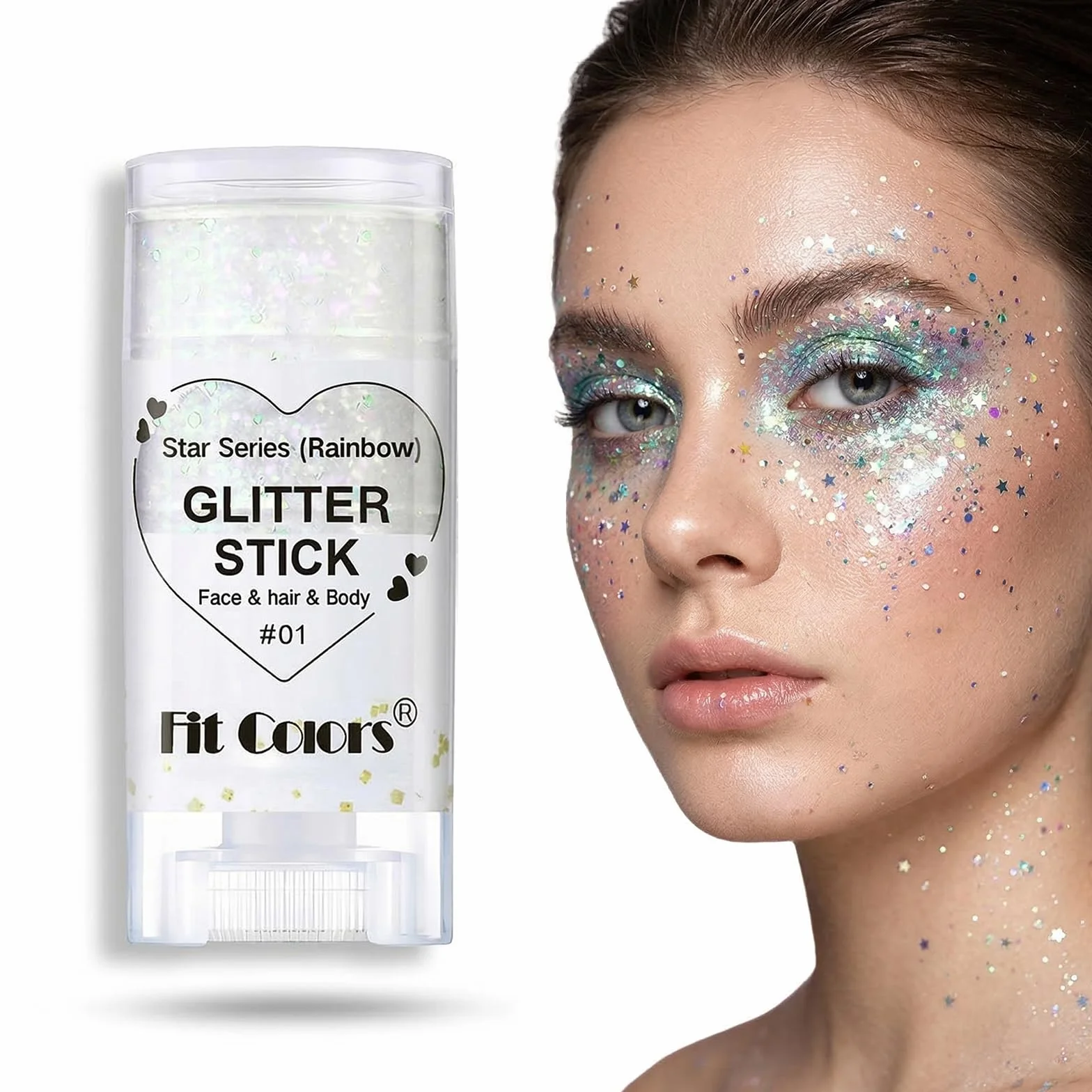 Glitter Stick Corpo e Viso Argento, Brillantini Viso Lunga Durata ad Alta Lucentezza, Gel Scintillante per Capelli e Pelle, Ideale per Festival, Rave, Party e Make-up Creativo