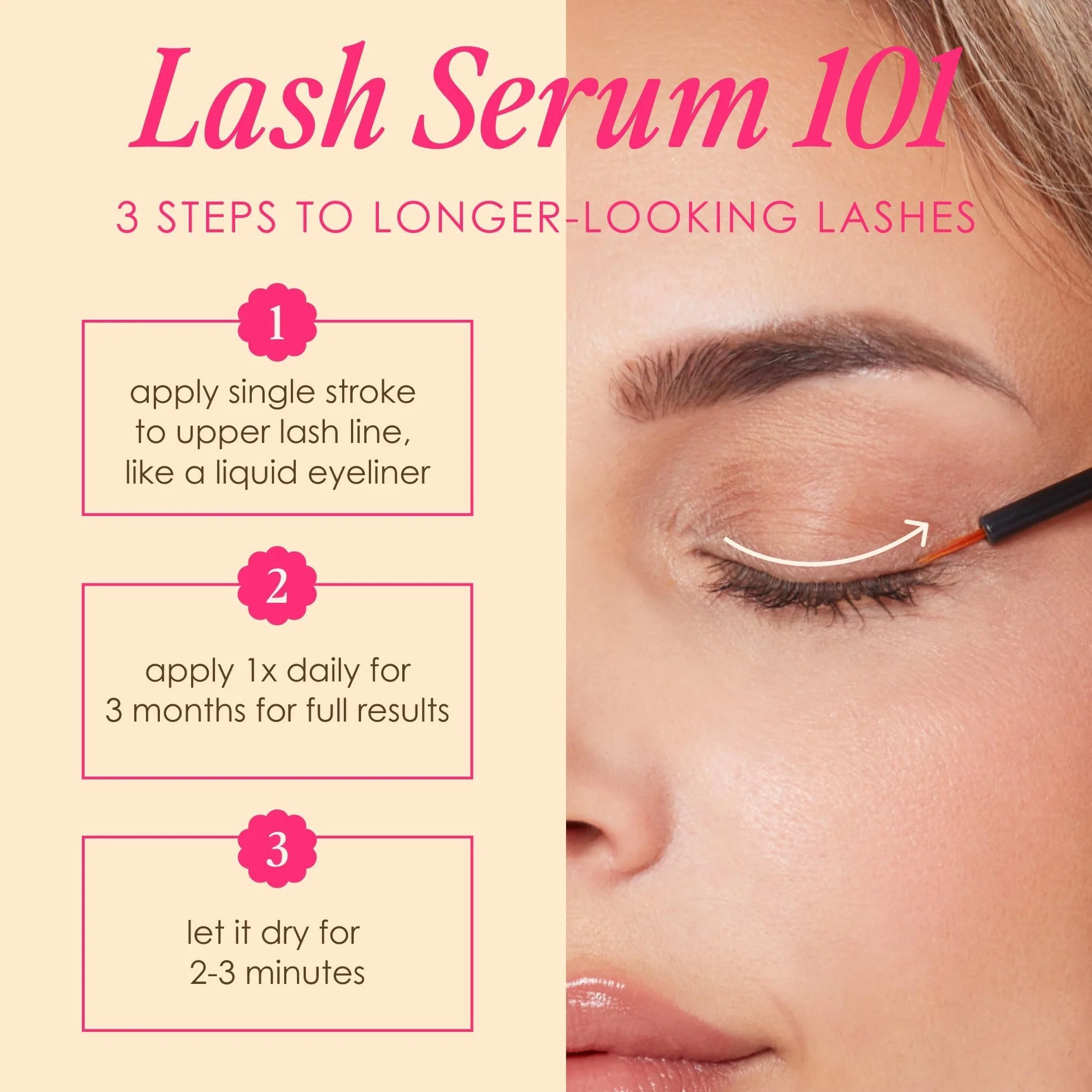 Generico Cosmetics Lash Enhancing Siero per la crescita delle ciglia per lunghezza e volume, 4 ml