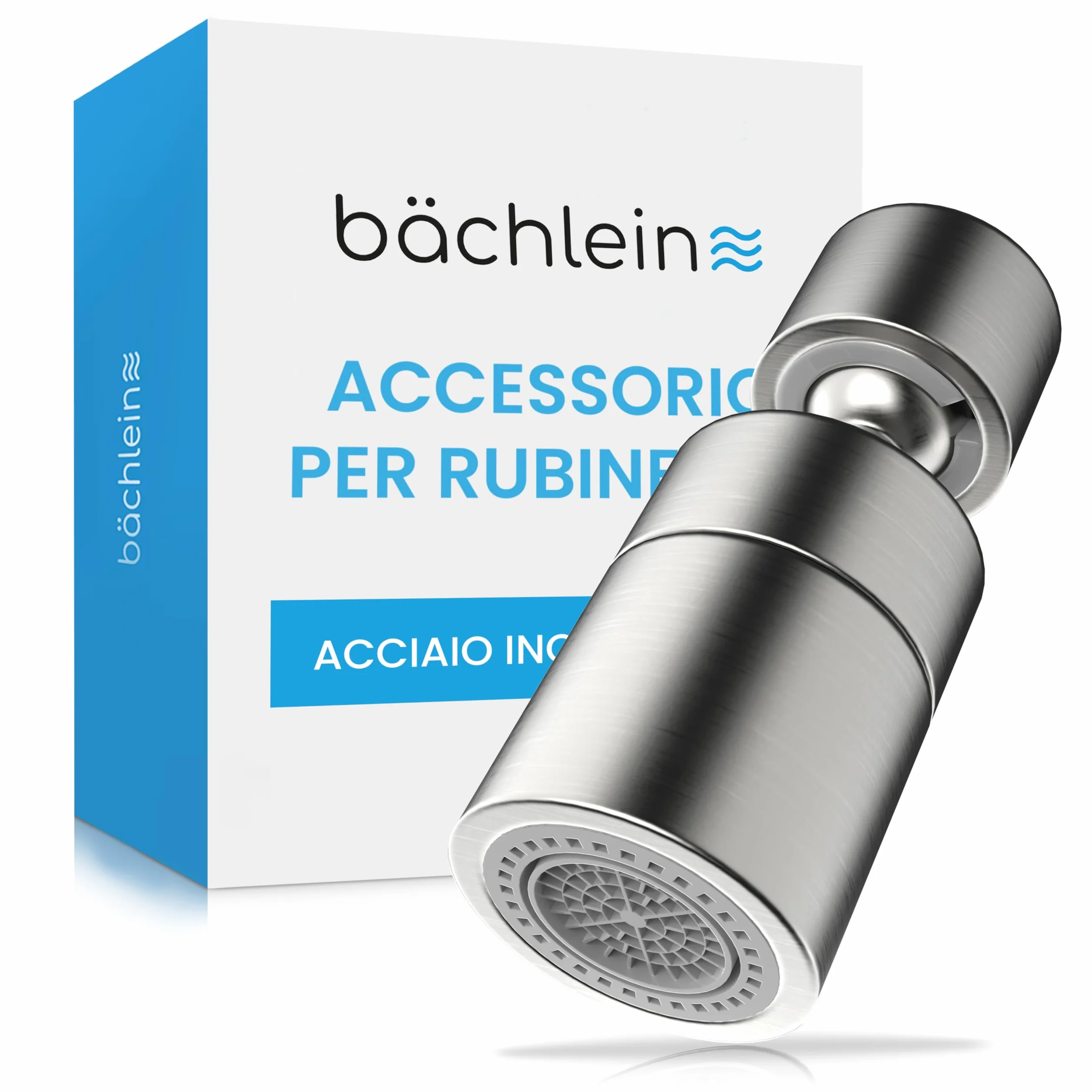 Bächlein Raccordo universale per rubinetto in acciaio inox spazzolato con aeratore girevole